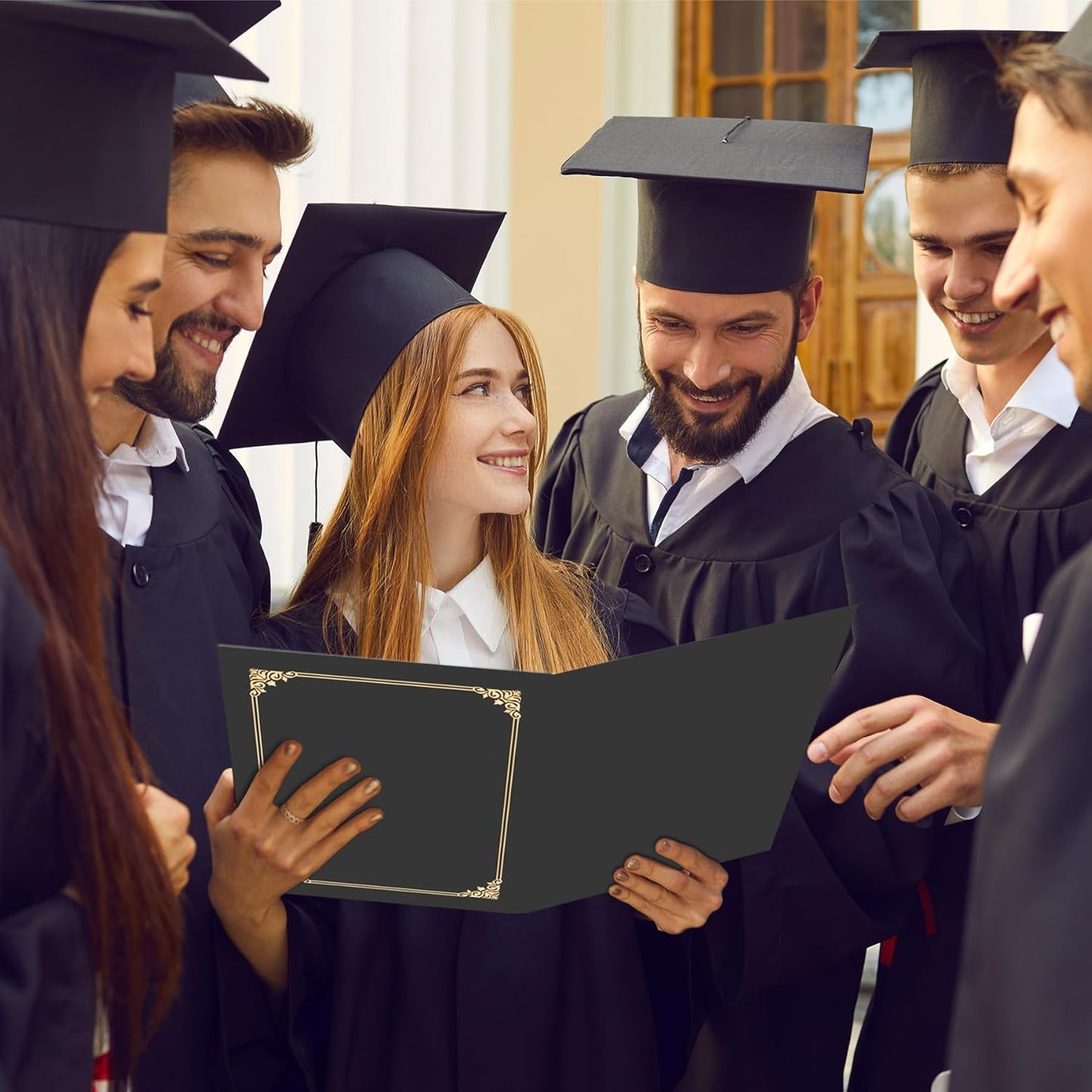 HAUTOCO 50 Pcs Certificate Holders, Black Diploma Folders Document Covers with Gold Foil Border for Letter Size 8.5x11 Cardstock, Award, Graduation