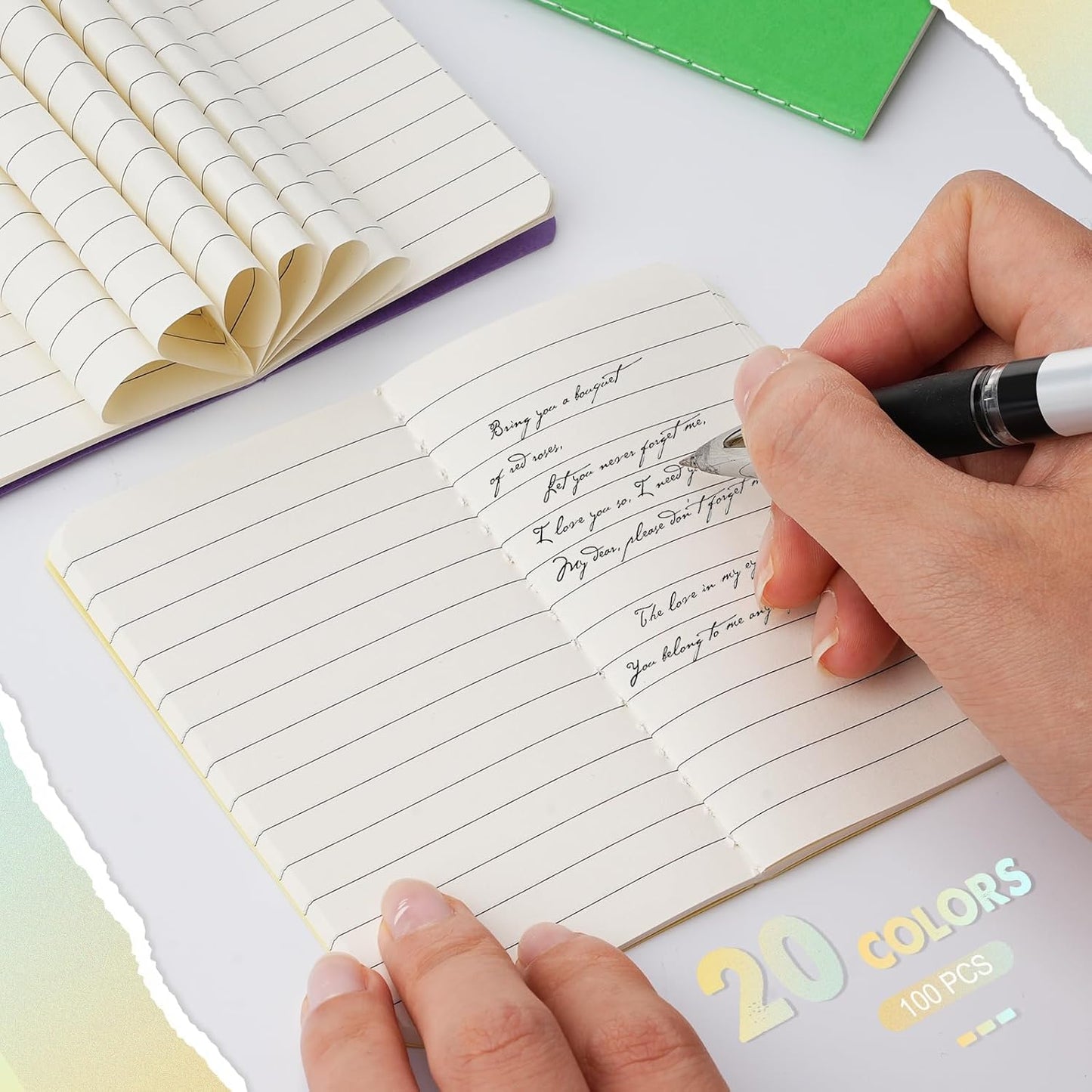 Harloon 100 Pcs Mini Notebooks Bulk Portable Small Pocket Notepad Blank Lined Wallet Memos Journal Employee Appreciation Gifts for Vet Tech Medical Assistant Coworker Staff, 4 x 2.5 Inches(Multicolor)