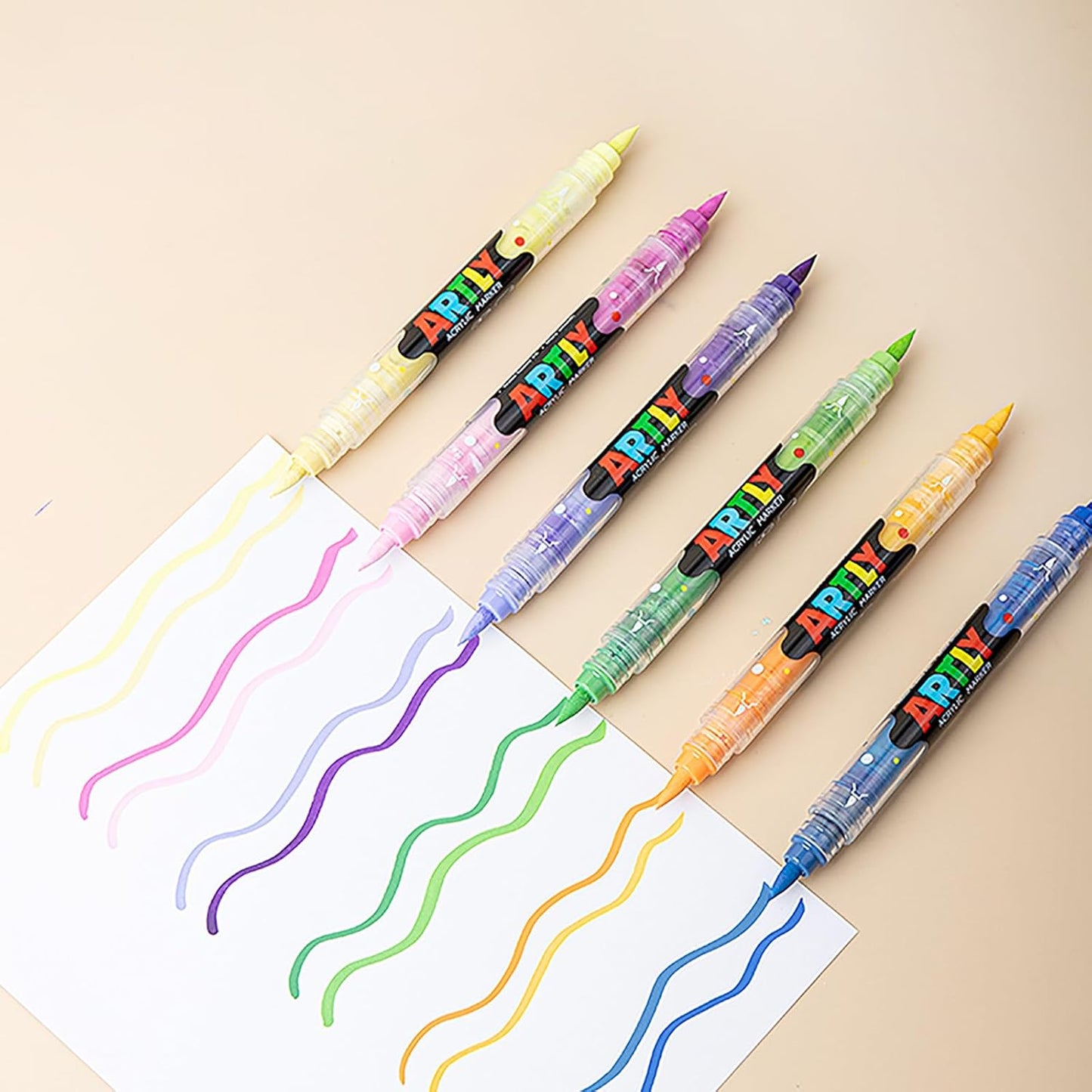 96 Colors Paint Markers, Dual-Color Acrylic Pens with Brush Tips, Double Tipped for Rocks & Art Supplies (48pcs/96colors)