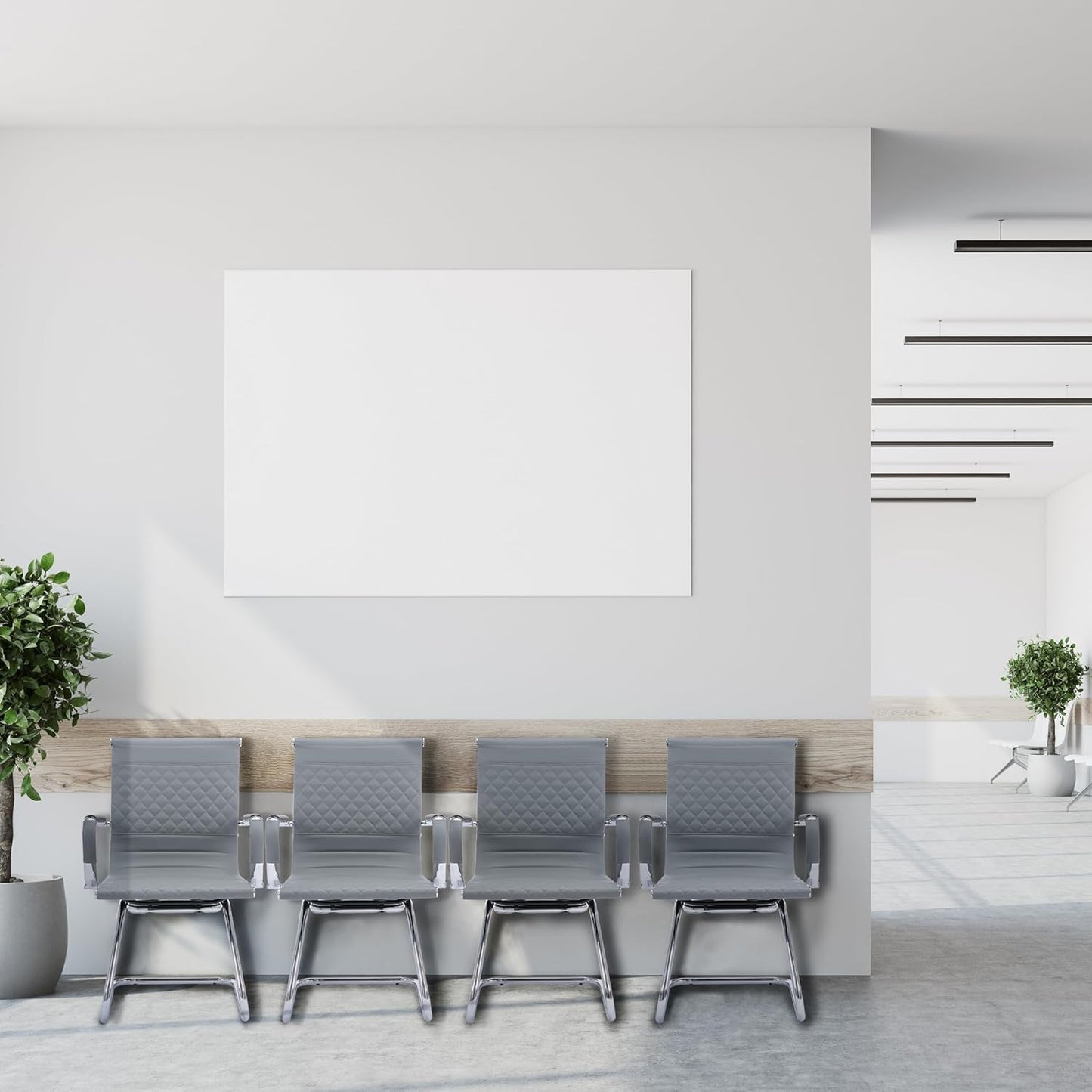 Office Guest Chairs - Set of 8 Mid Back, Modern PU Leather Desk Chairs for Reception & Conference Rooms, Grey