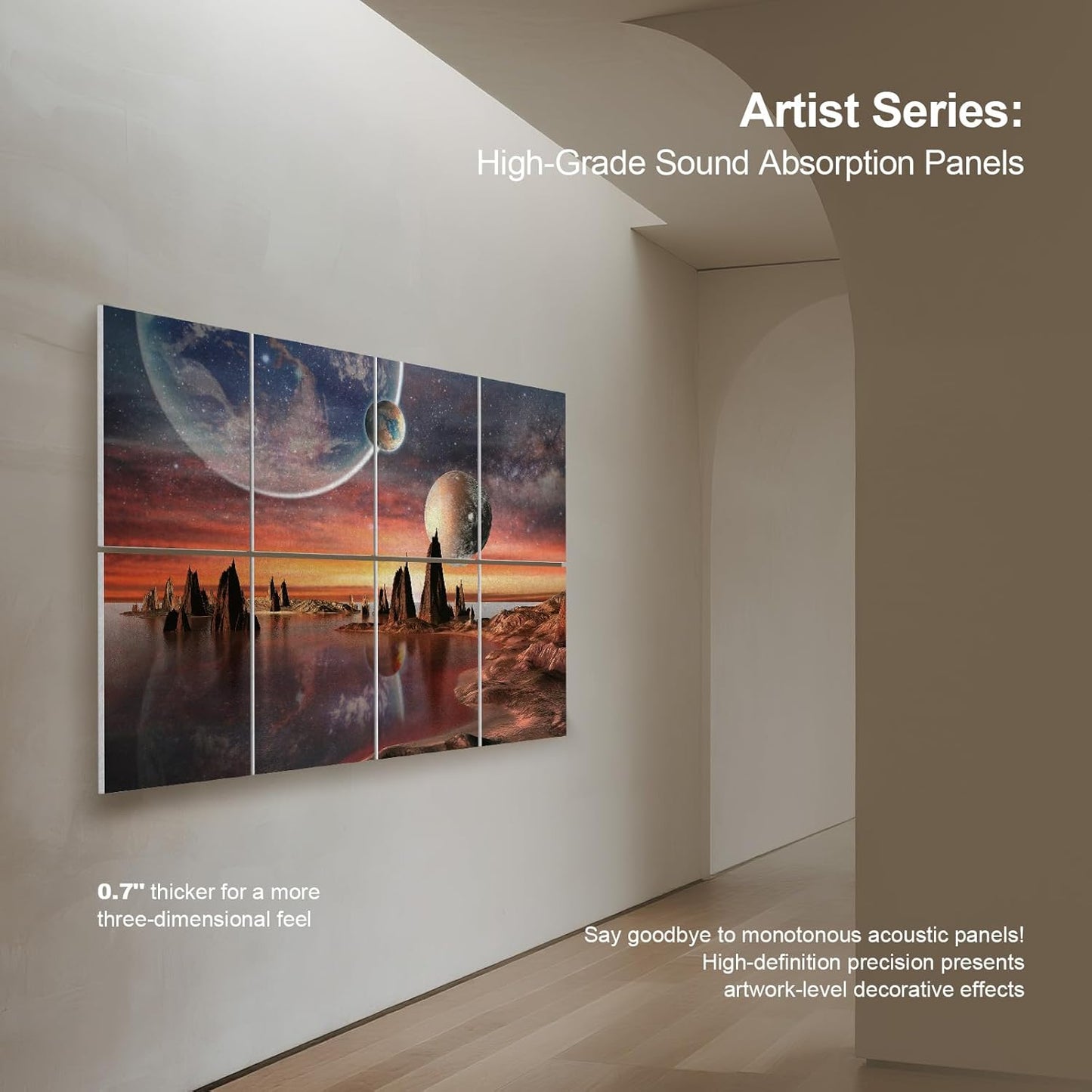 UMIACOUSTICS 8 Pcs 0.7Inch Thick Art Acoustic Panels, Total 47.2” x 31.5” Decorative Acoustical Wall Panels, Sound Absorbing Art Panels for Home, Office, Hotel, Stars Shine-Brightly