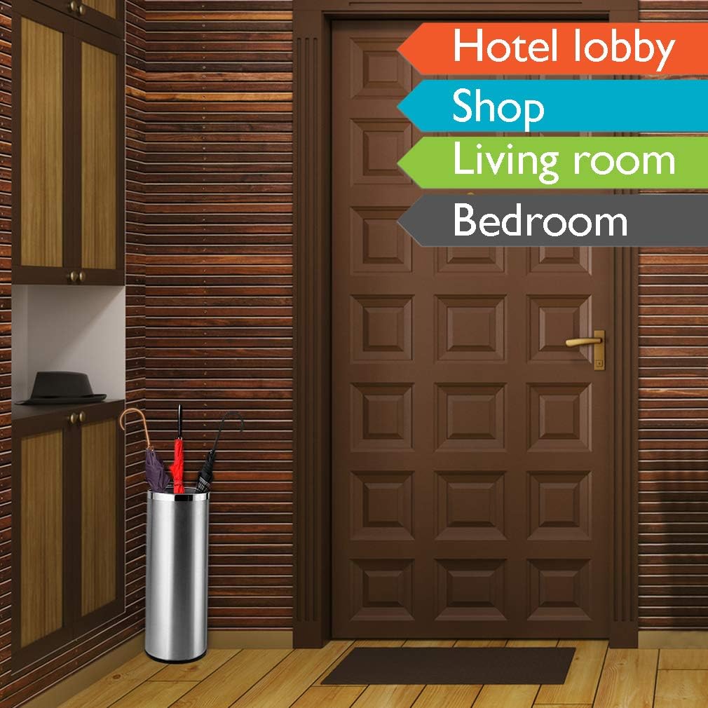 KBBRD Bennett Umbrella Stand Rack Holder for Entryway, Stainless Steel Indoor Umbrella Bin with Removable Inner Bucket 20" Tall, Hallway Décor Home Office Umbrellas Canes Walking Sticks