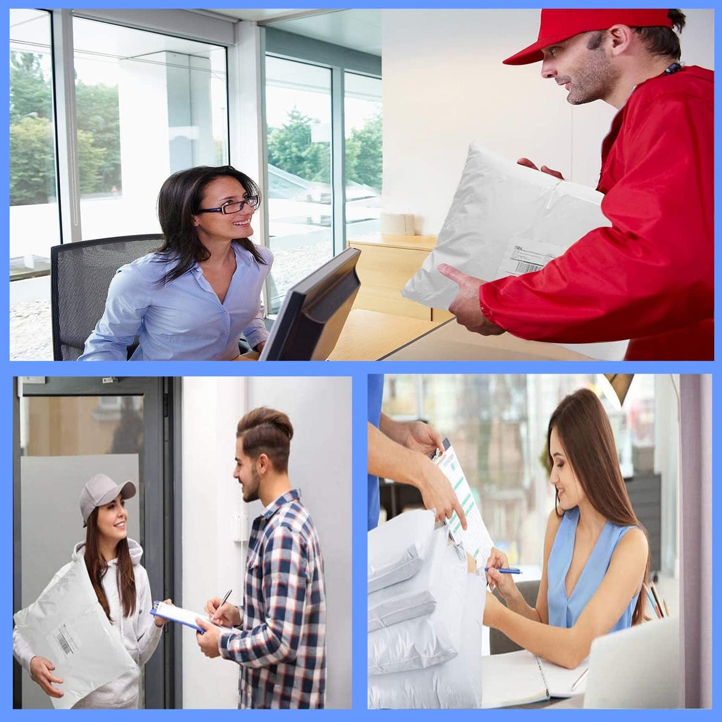 newlng Poly Mailers Shipping Bags Mailing bags 50pcs 4 Assorted Sizes White Shipping Envelopes Self-sealing Adhesive Waterproof and Tear-Proof Packaging Bags Shipping Bags for Clothing Books Gift