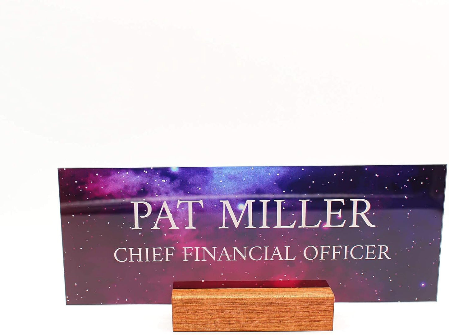 Office Desk Name Plate Personalized | Custom Name Plates for Desks on Acrylic Glass Decor | Office Desk Decor Nameplate | Desk Accessories | Galaxy Sky - (8"x3")