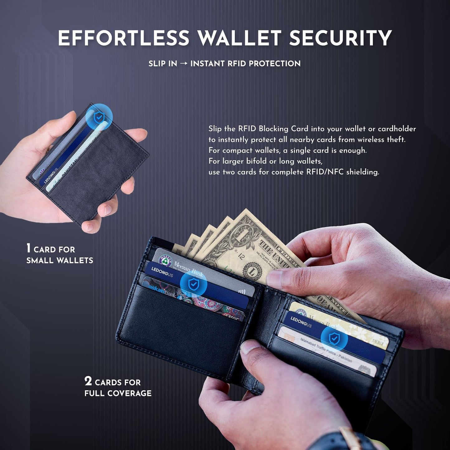 RFID Blocking Cards – 6 Pack | Anti-Theft Contactless NFC Protection for Debit Credit Cards & Wallet | Slim & Durable Perfectly fits in Wallet | 2 RFID Sleeves Included | Blue