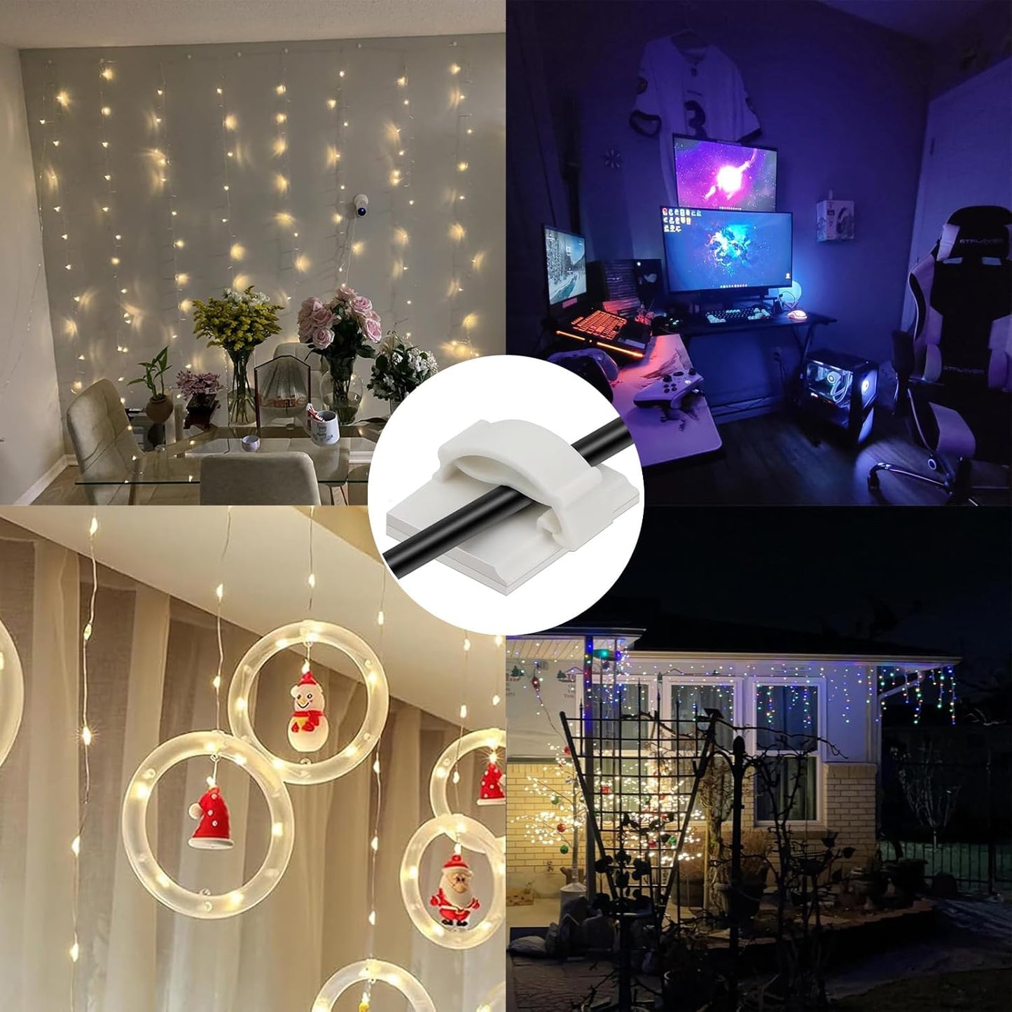 Adhesive Cable Holder Management Wire Clips 50 Pcs White,Suitable for Cables with a Diameter of ≤ 6mm in Cars, Houses, and Offices