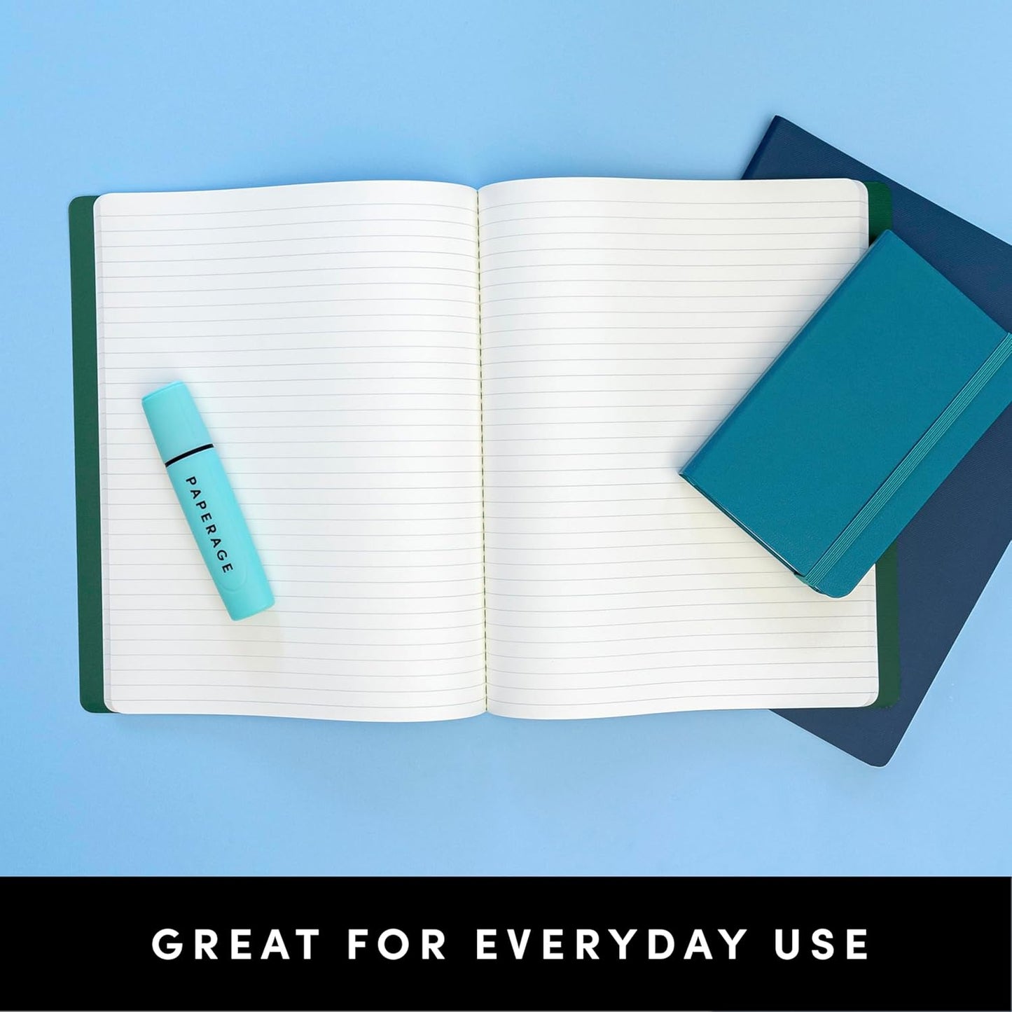 PAPERAGE Soft Cover Lined Journal Notebook, 2 Pack, (Black), 100 Pages, Large 7.5 inches x 9.5 inches, College Ruled, Ideal for Note Taking & Travel Journal