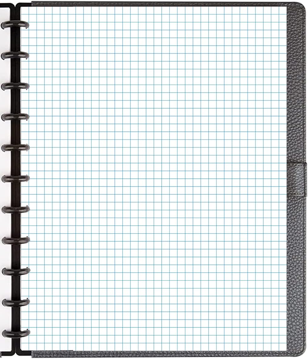 A4 TUL Discbound Grid Filler Paper - 11 Disc Graph Paper, Letter Size 100Sheets / 200Pages Loose-Leaf Paper, 100gsm White Paper, 8.5'' x 11''