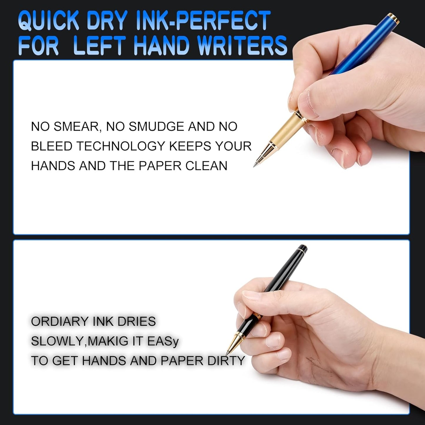 Nice Rollerball Pens with Real 24K Finish- Fancy Roller Ball Point Pens for Writing Journaling Note Taking Signature, Luxury Pen for Men Women Writers Christmas Graduation Gifts