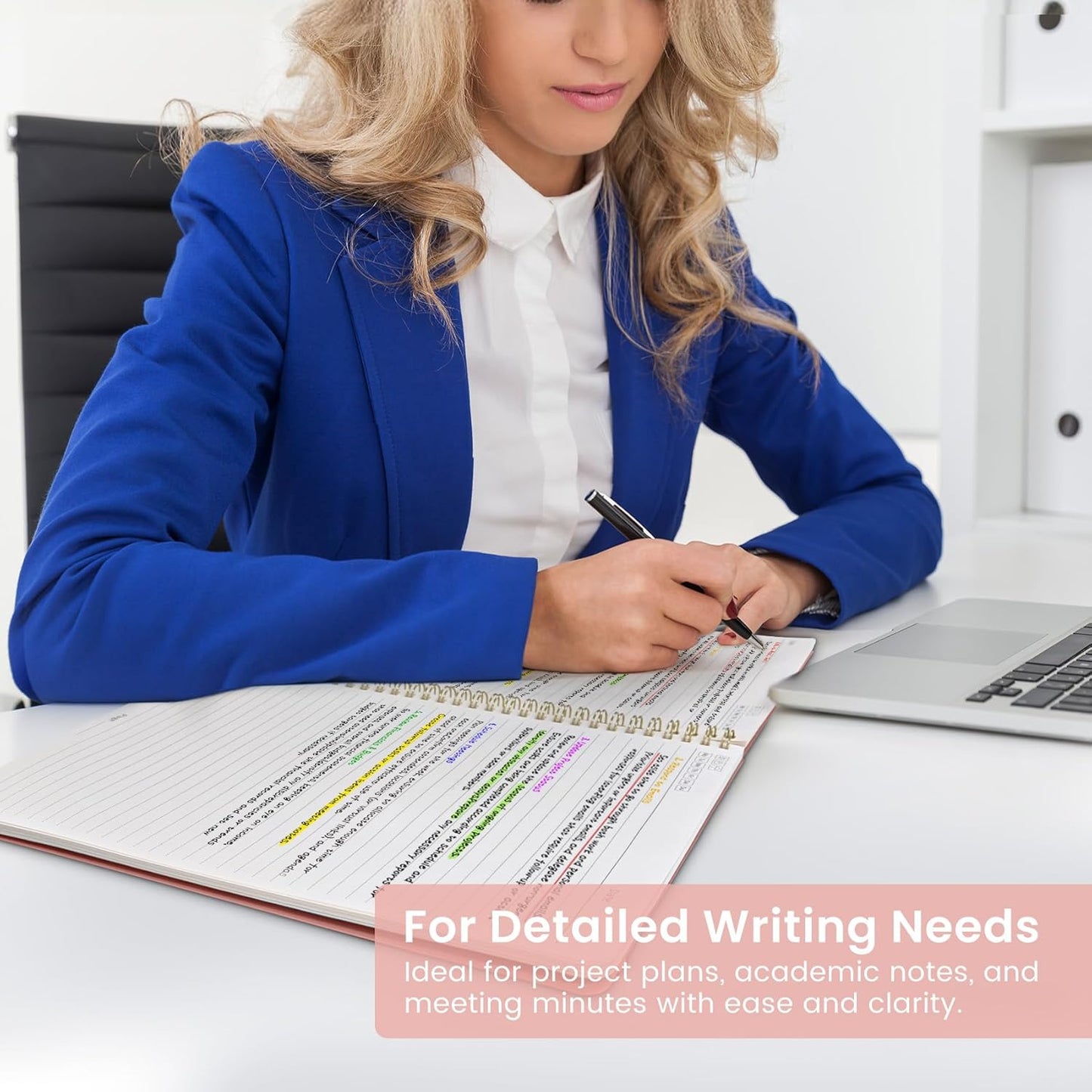 Taja Spiral Lined Notebook, 8.5"x11" Notebooks for Work, Large A4 Journal for Women & Men, College Ruled Journaling Notebook for Writing, Plastic Cover Spiral Journal, Pink