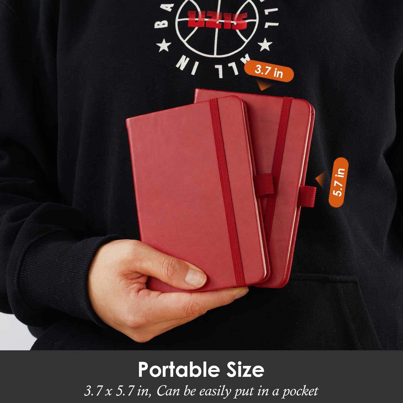 Small Leather Notebook Journal Notepad with Pen for Writing Women, Mini Pocket Small Notepad Lined Address Note Book Note Pads for Work Travel, Red Waterproof Leather Cover Notebook