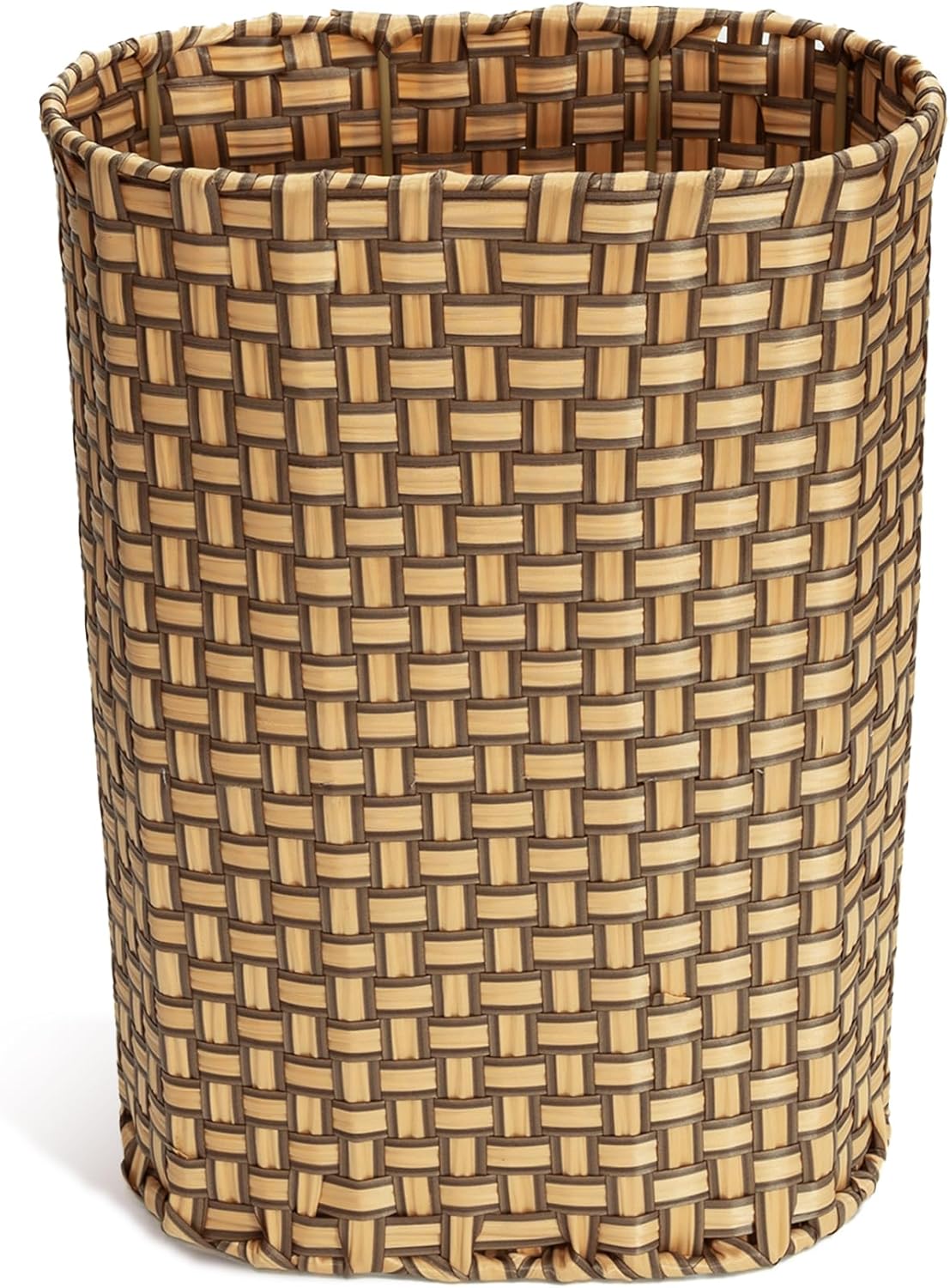 Umbrella Holder Entryway Umbrella Stand Indoor Entryway 6.7x17.3 Wicker Umbrella Bucket Basket Narrow Tall Umbrella Storage Bin Woven Faux Rattan Cane Holder Stands (Brown & Natural)