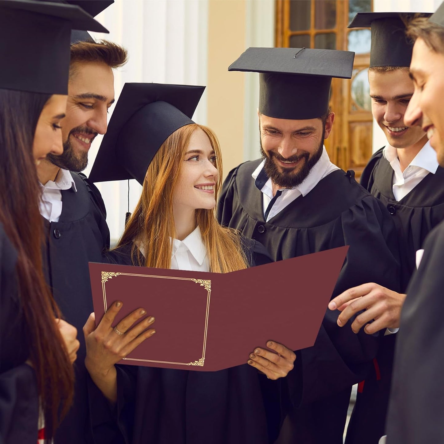 HAUTOCO 50 Packs Certificate Holders, Burgundy Diploma Holders, Document Award Covers Certificate Folders with Gold Foil Border for 8.5x11 Letter Size