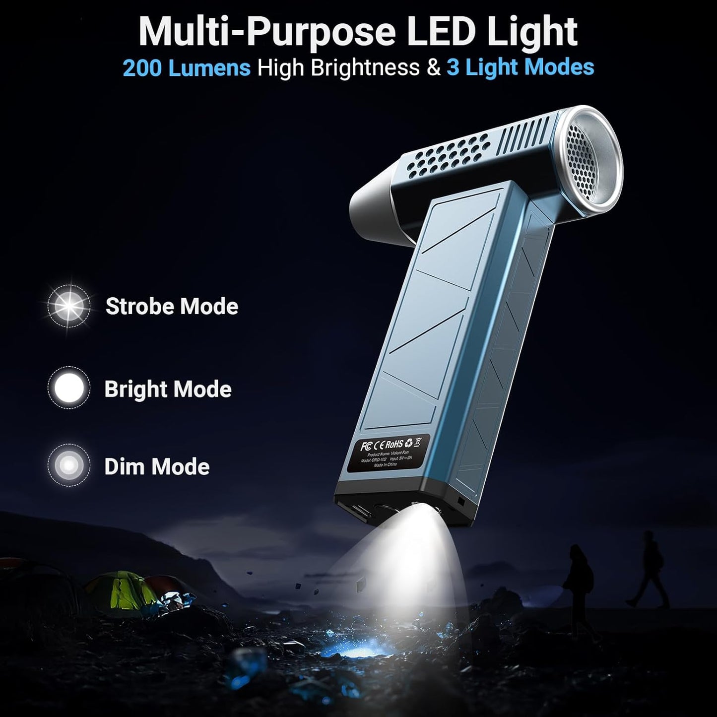 Compressed Air Duster, 380000RPM Powerful Electric Air Duster with LED Light, 4-Gear Rechargeable Mini Blower with Brushless Motor, Jet Dry Blower for Computer, Keyboard, Home, Car, Outdoor