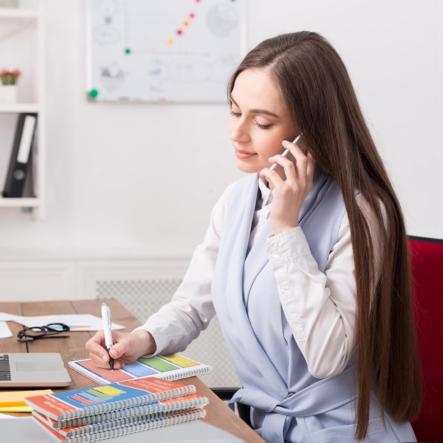 5 Pcs Spiral Bound Phone Message Book 5-1/2" x 11" 2 Part Colorful Carbonless Phone Message Pads 4 Messages Per Page Carbon Copy Notebook Spiral Phone Call Log Book for Business Office