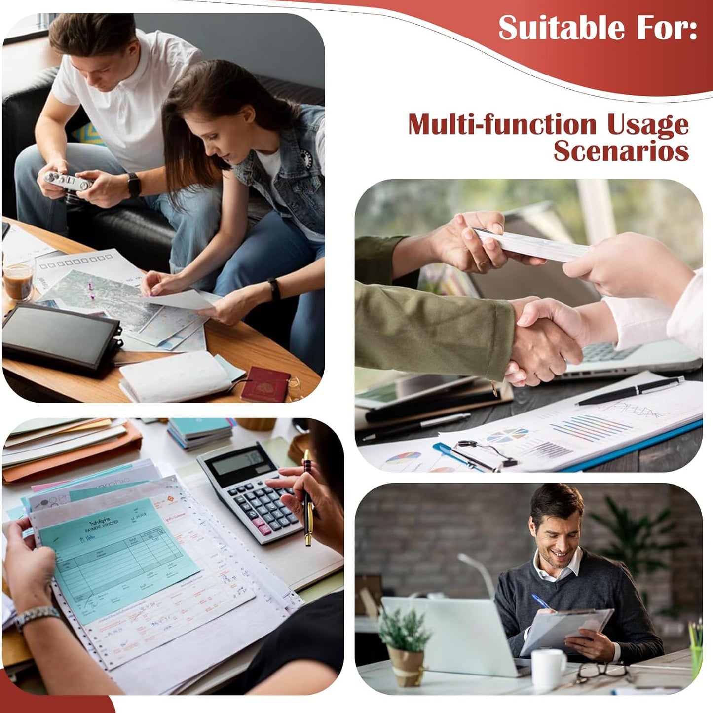 9" x11 1/4" PU Leather 3 Rings Personal Checks Binder for End-Stub Deskbook 3-Ring Binders for Desk Check fit 3 & 9 Holes Checkbook Binder Cover for Business Finances (Not Fit 7 Holes,Light Brown)