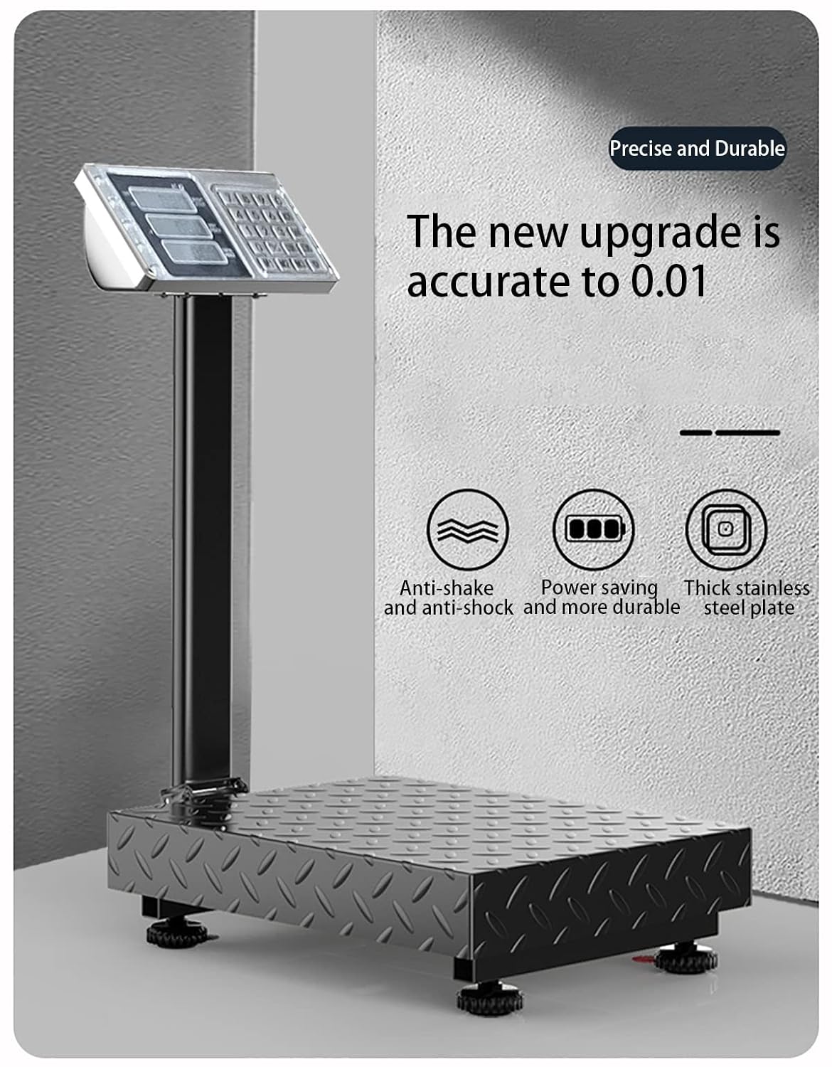 Industrial Platform Scale 660lb Floor Weight Computing Postal Scale Digital Large Scale LB/KG Perfect Foldable for Postal Luggage Shipping Mailing Weighing Double-Sided Display