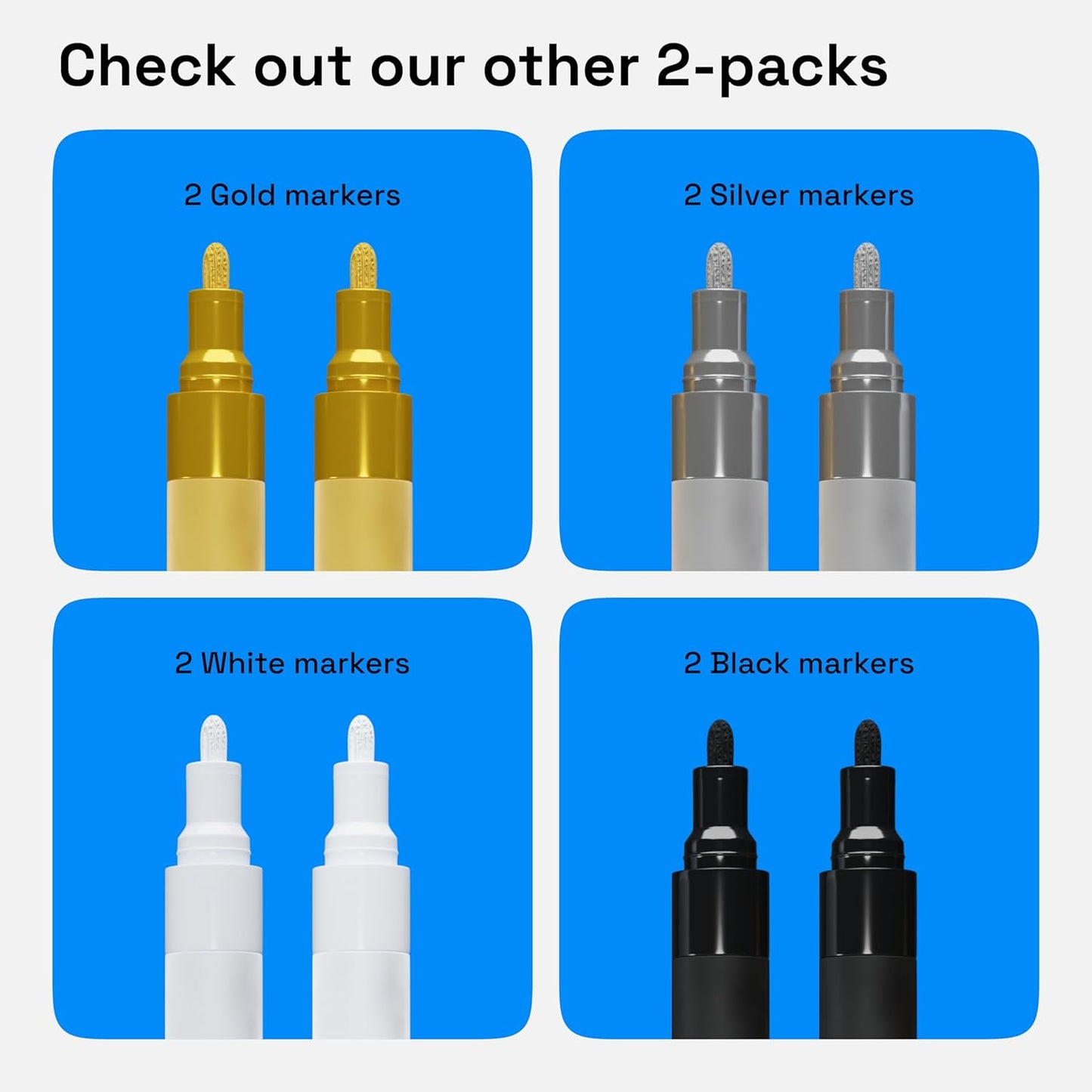 ARTISTRO 2 Black Acrylic Paint Markers - 3mm Medium-Tip Paint Pens - Perfect for Crafting, Art Projects, & More