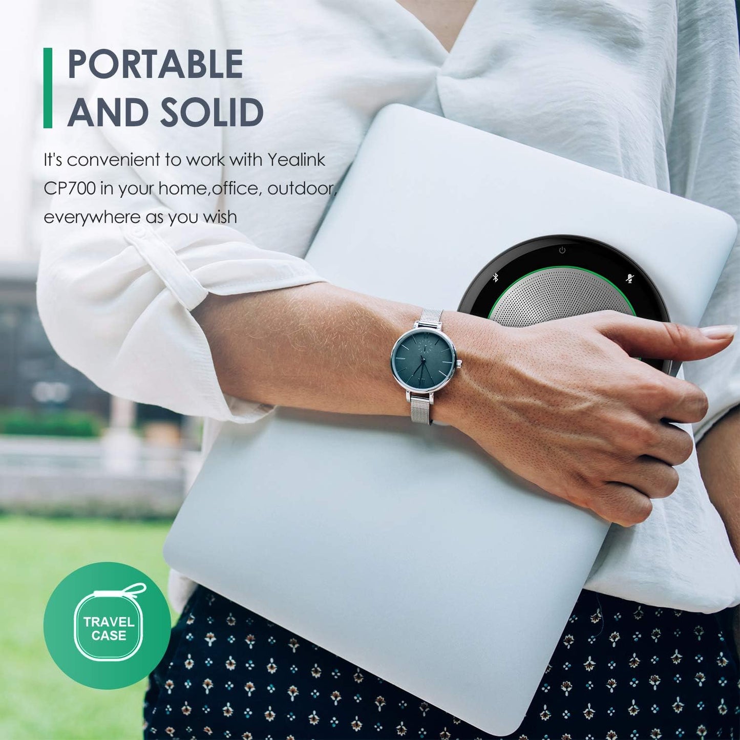 Yealink Bluetooth Speakerphone Conference Microphone Teams Certified CP700 USB Full Duplex Noise Reduction Algorithm Home Office 360° Voice Pickup (Package Without dongle)