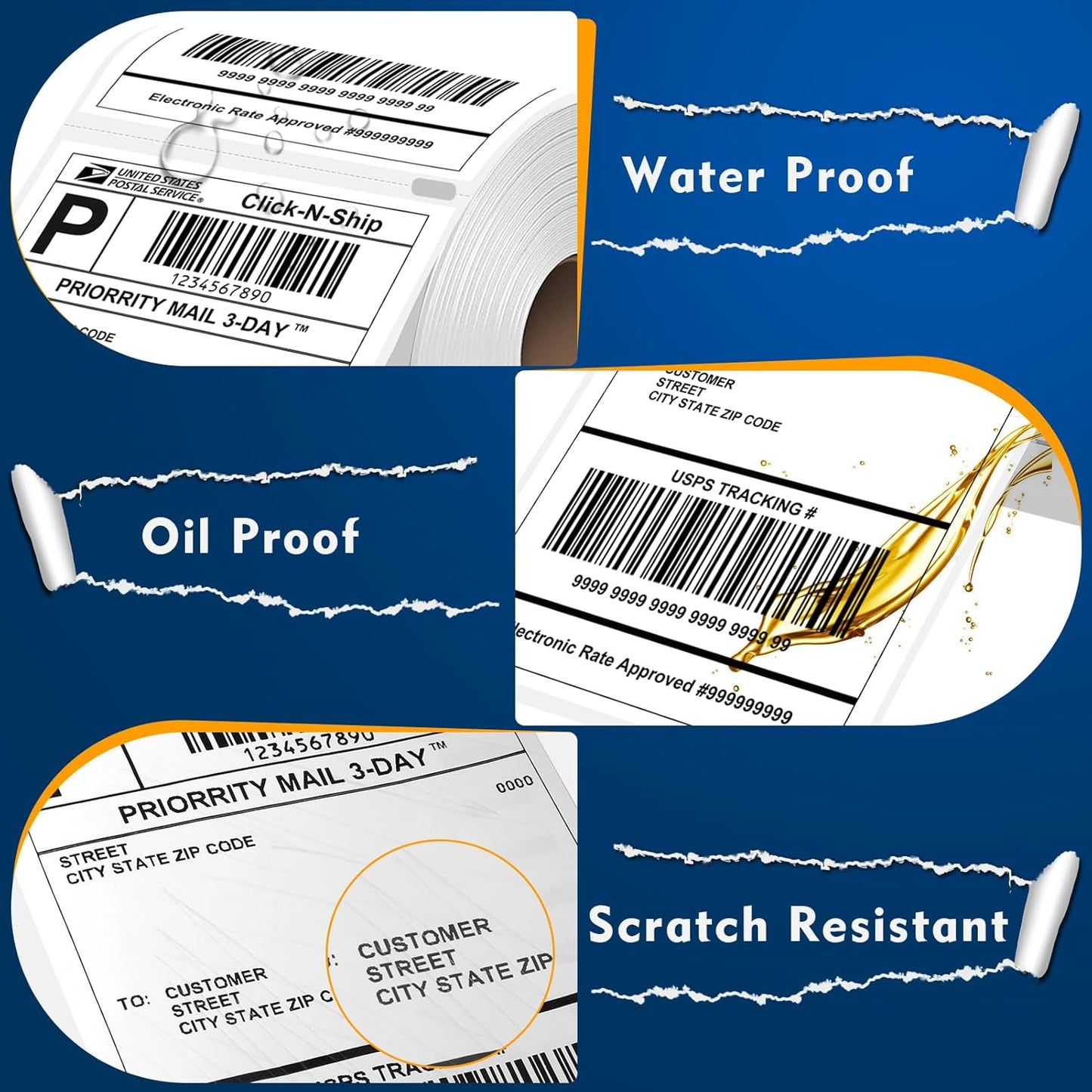 L LIKED 220 PCS 4"x 6" Direct Thermal Labels White Perforated Shipping Label, Compatible with DYMO 4XL 1744907,Zebra, Rollo, Jadens, Nelko, 220 Labels per Roll, 1 Roll