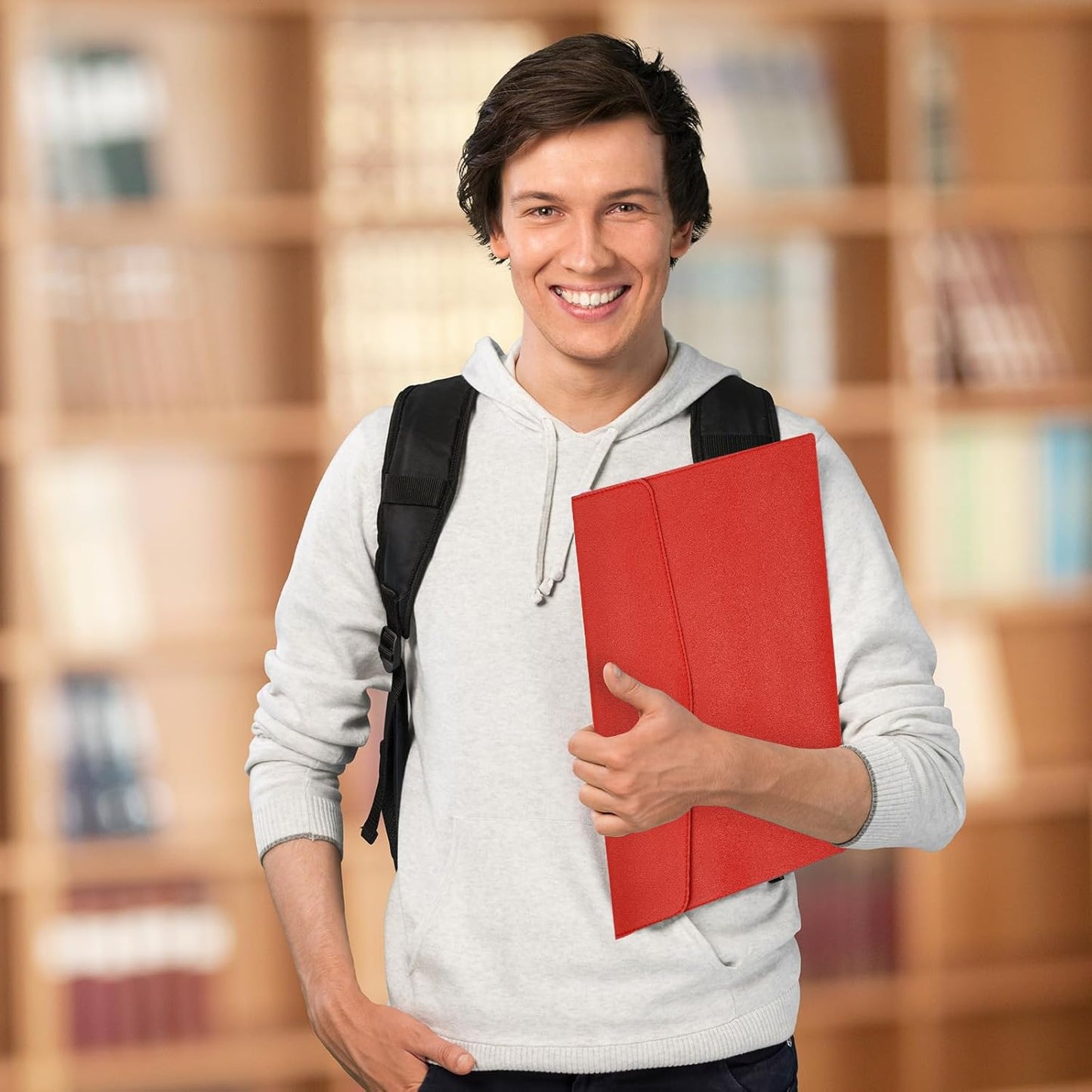 PATIKIL PU Leather A4 File Folder, Document Holder Filing Organizer Portfolio Envelope Folder Case with Snap Closure for Letter Receipt Style 2, Red