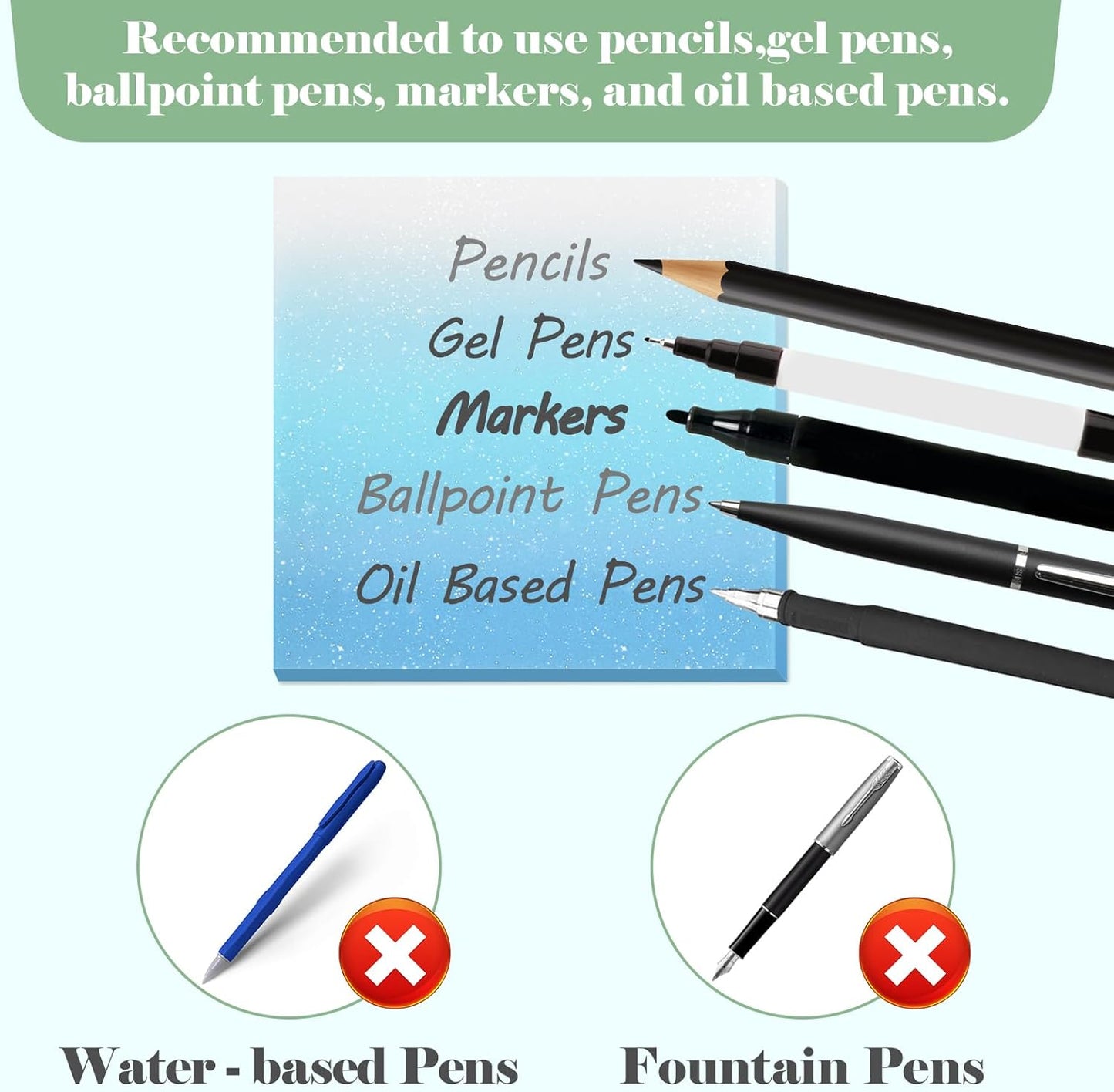 BAYTORY 200 Sheets Glitter Transparent Sticky Notes, 3 x 3 Clear Memo Pads, Translucent Self-Stick Note, See Through Self-Adhesive Note for Bible Accessories (Gradient Color)