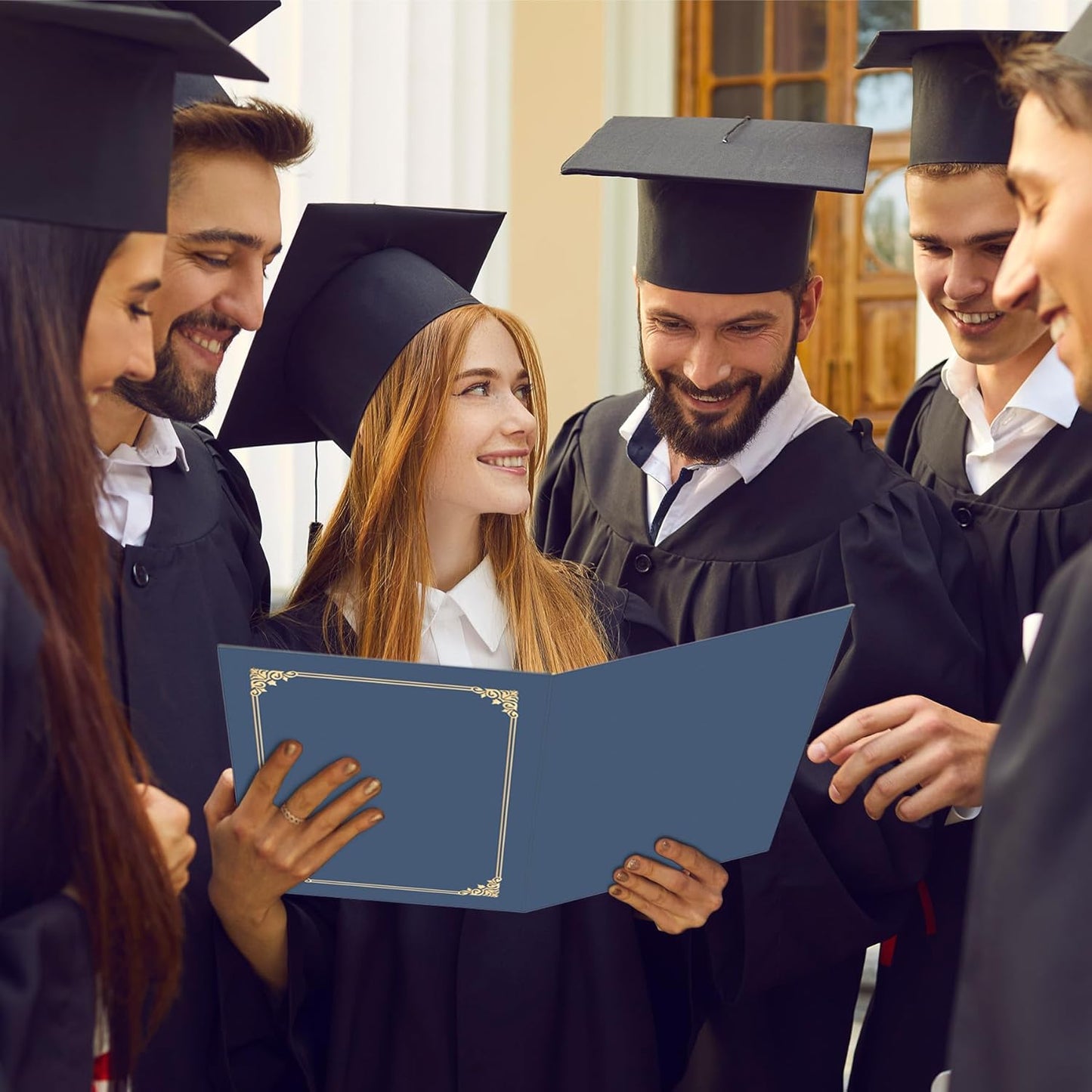 HAUTOCO Certificate Holders 50 Packs Navy Blue Diploma Covers Gold Foil Border Diploma Holders for Letter Size 8.5x11 Award Certificates, Cardstock, Document Papers