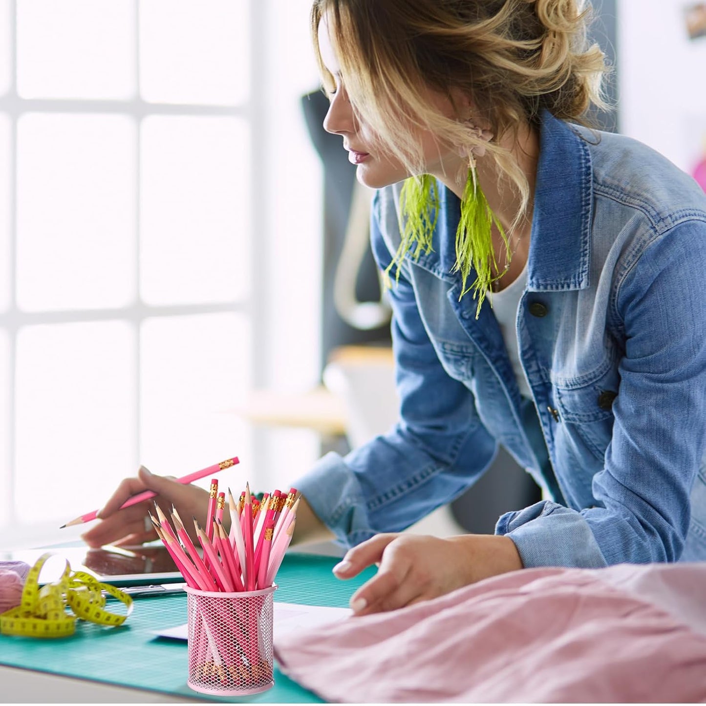 TecUnite 60 Pcs HB Pencils #2 Unsharpened Wood Cased Pencils with Eraser Hexagonal Pencil Cute Graphite No 2 Pen for Adults Gifts Exam School Office Sketching Learning(Pink Series, White)