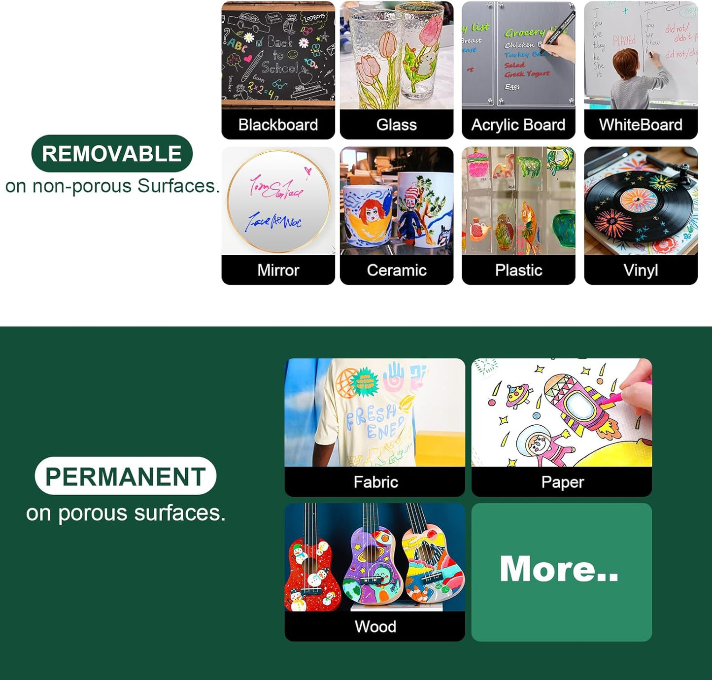 SILENART Chalk Markers Pink 8 Pack - Vibrant Chalkboard Marker for Blackboard Dry Erase Board Windows Glass Mirror Menu Board