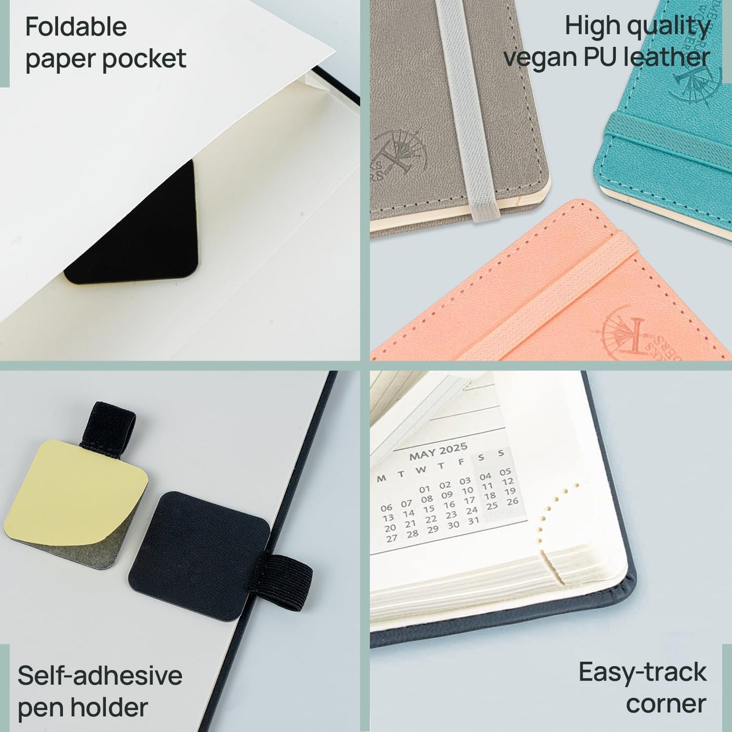 POPRUN Monthly Planner 2025-2026 (Large- 8.5" x 10.5" Soft Cover), 18-Month Calendar Book (Jul.2025-Dec.2026), Calendar Planner with Monthly Tabs & Pocket, 100 GSM Paper - Brown