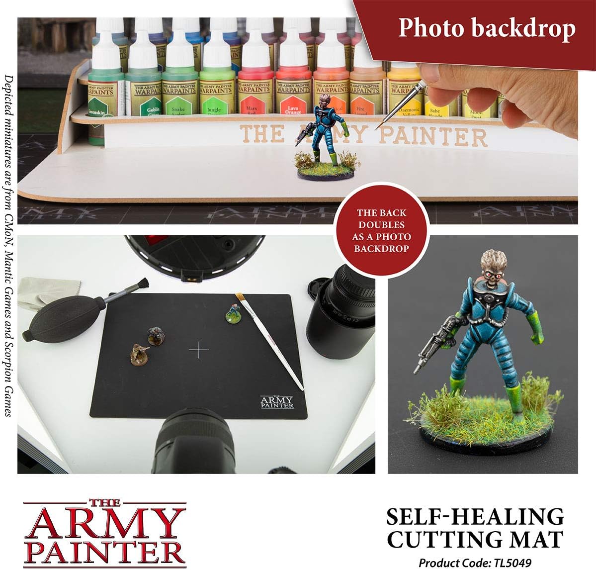 The Army Painter Self-Healing Cutting Mat | Double-Sided PVC Non-Slip Mat| 3-Layer Square Cutting and Modeling Mat| A4, 220x300mm | for Role Play, Board Game
