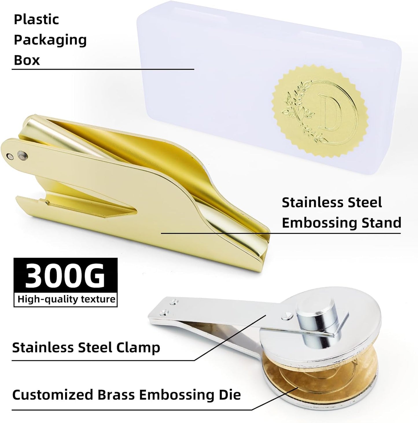 Book Embosser Personalized | Embosser Stamp Custom | Ex Libris | Book Stamp Personalized | from The Library of | Floral Book Press | Library Stamp Personalized (Gold)