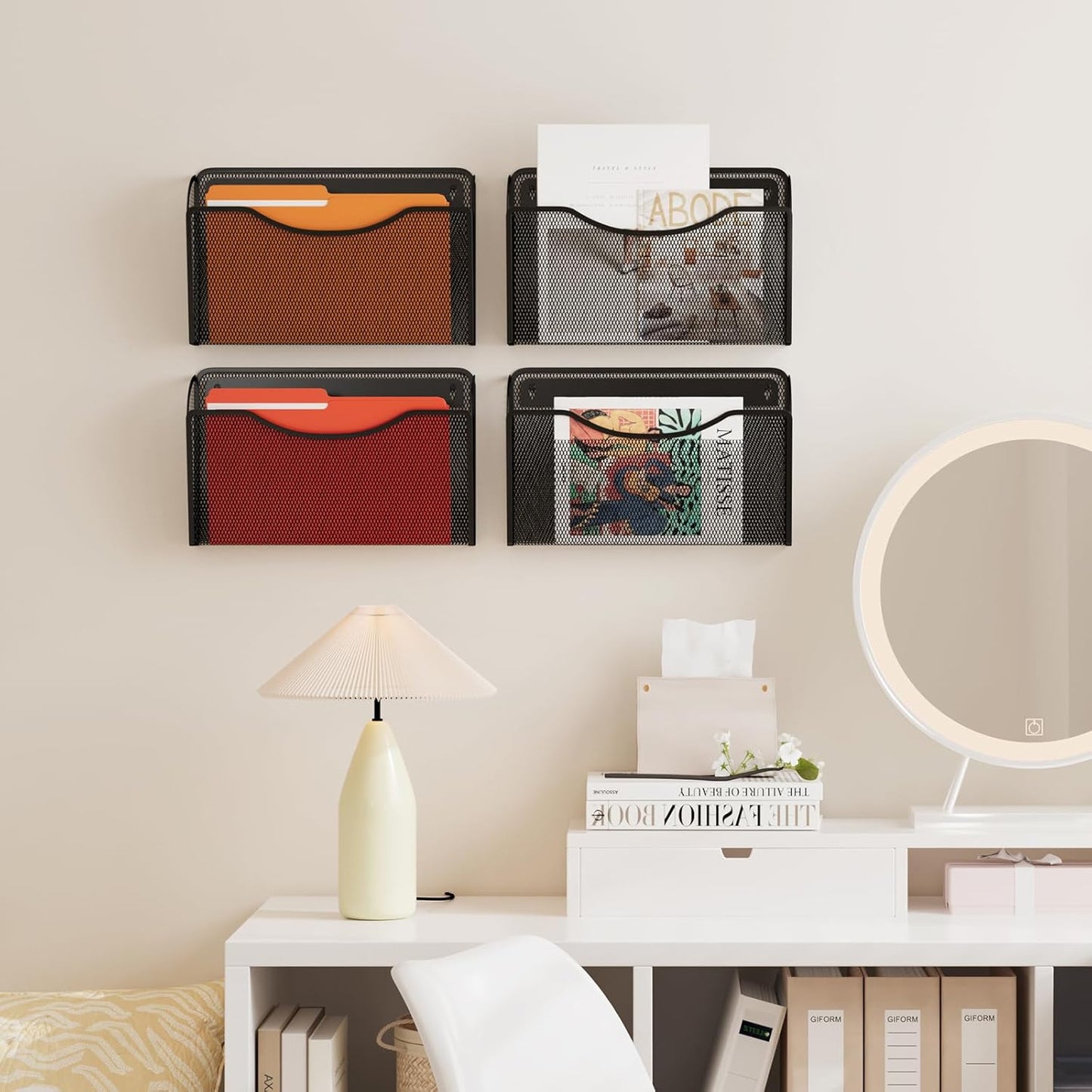 Wall File Organizer,Hanging Wall Mounted File Folder Binder Holder Mail Organizer for Office,Home and School Supplies