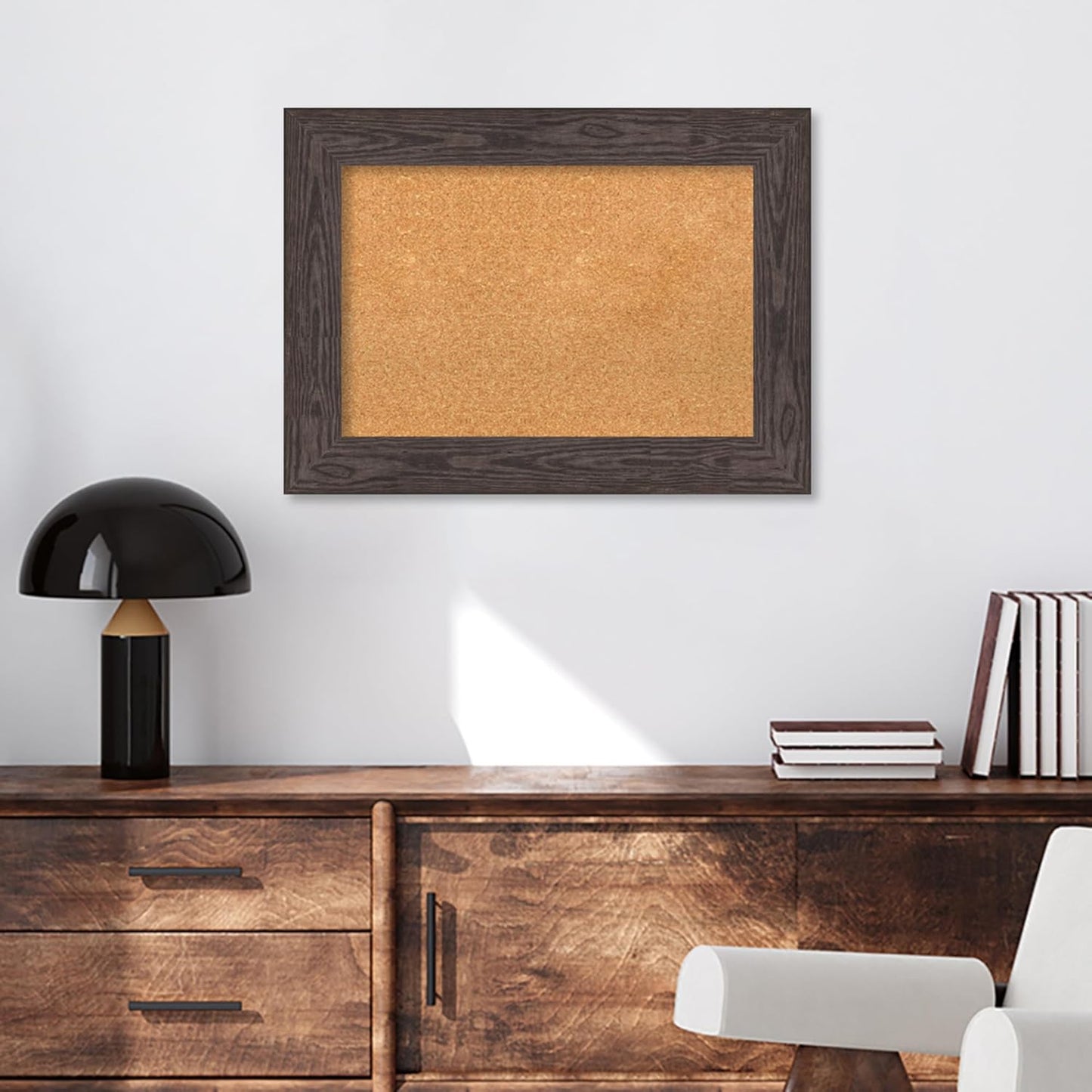 Amanti Art Natural Cork Board for Wall, 22x30 Vision Board with Black Wood Frame, Medium Corkboard Office Decor for Home Organization, Country Rustic Corkboard Pinboard to Display Items for Home