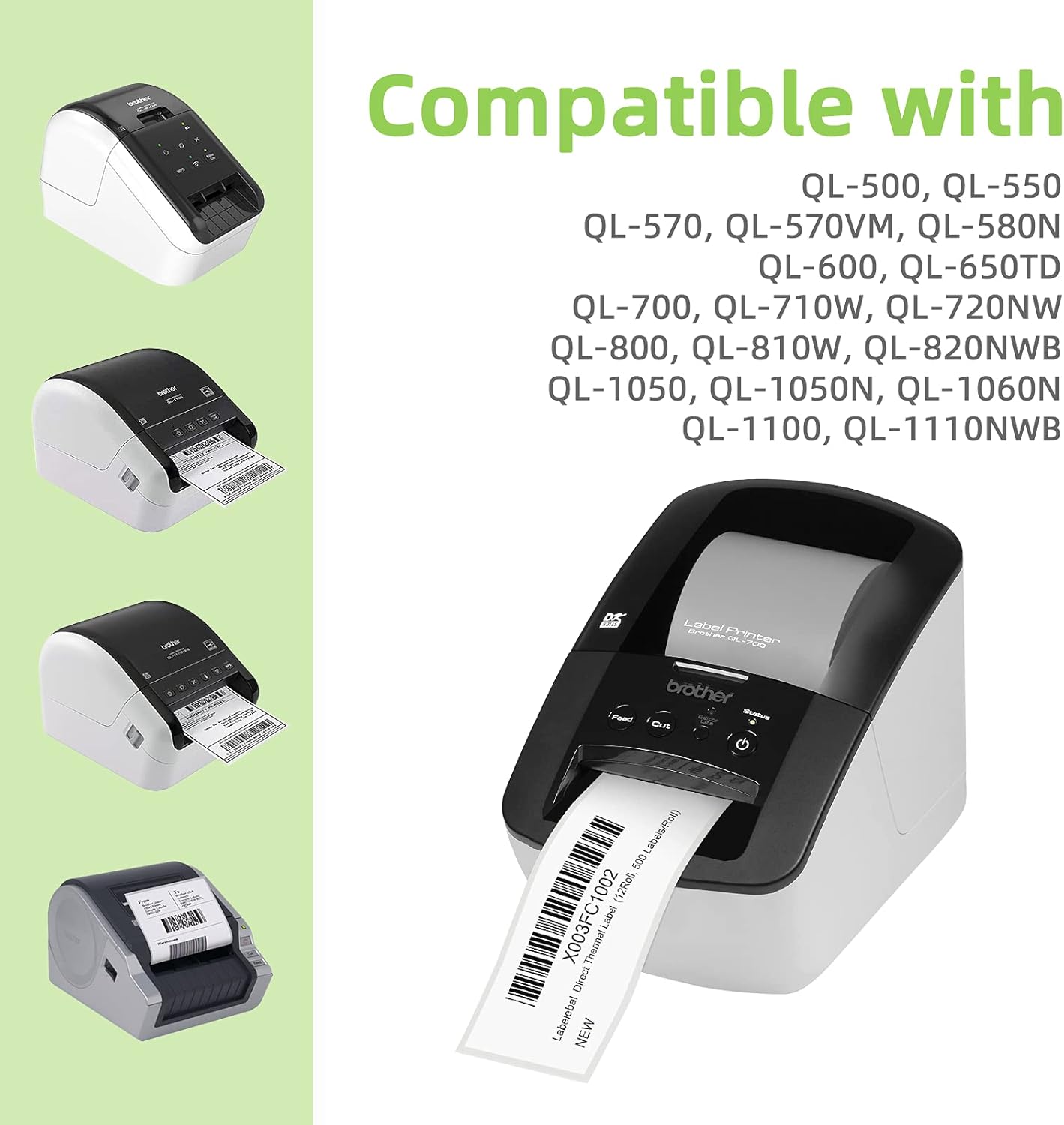 Compatible Shipping Labels Replacement for DK-1202 (2.4" x 3.9"), Use with Brother QL Label Printers (12 Rolls + 1 Reusable Cartridges, 300 Labels/Roll)