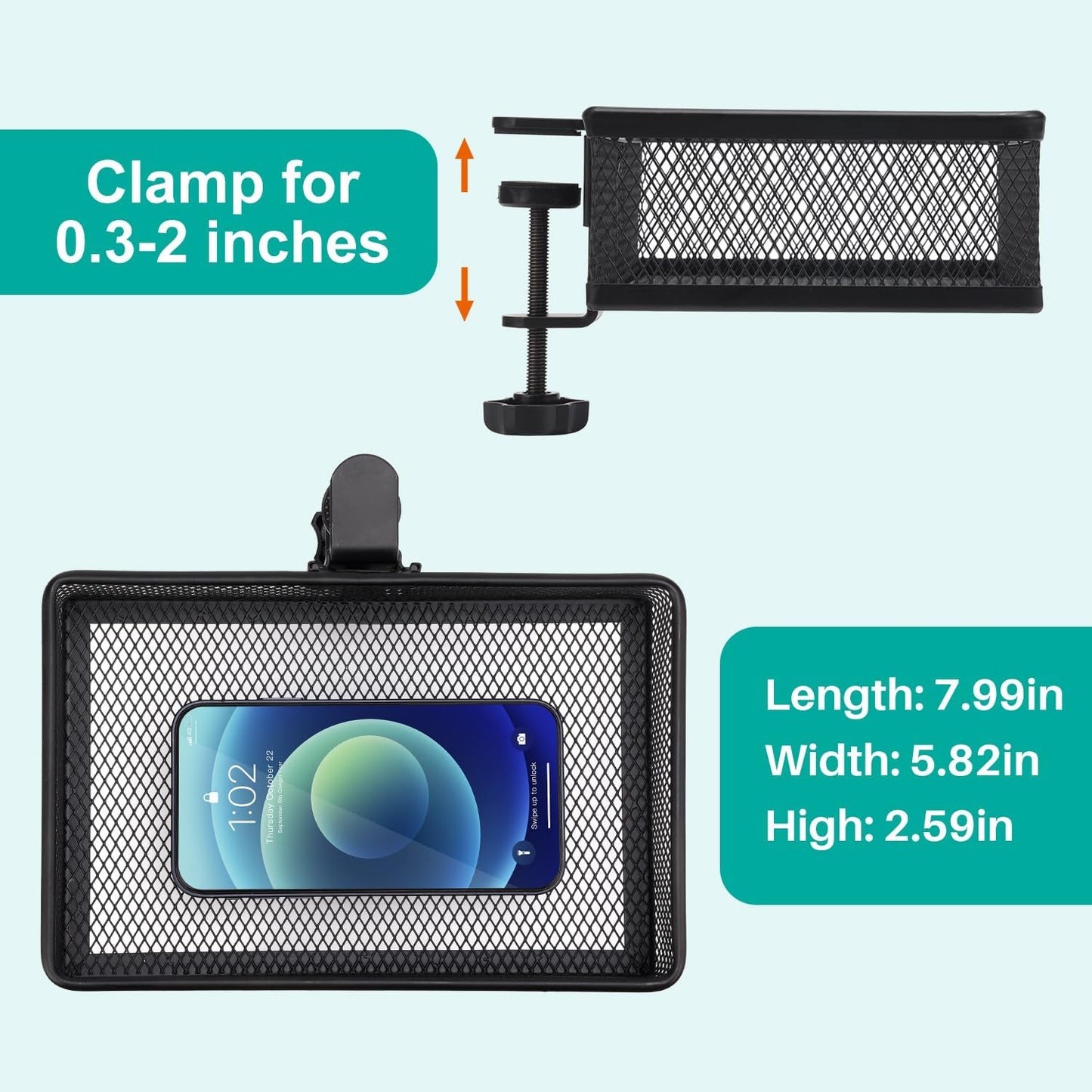 Clip-on Drawer organizers, desk organizer,can be clipped around the table to store small items. (Black - Small), Bronze Gold