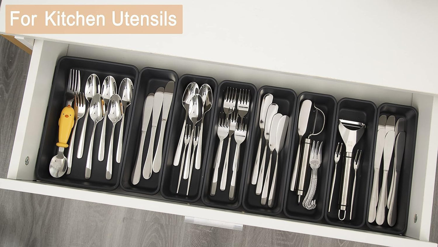 25 PCS Interlocking Desk Drawer Organizer Separator for Office,Bathroom,Kitchen,Makeup,Tool(4 Sizes)