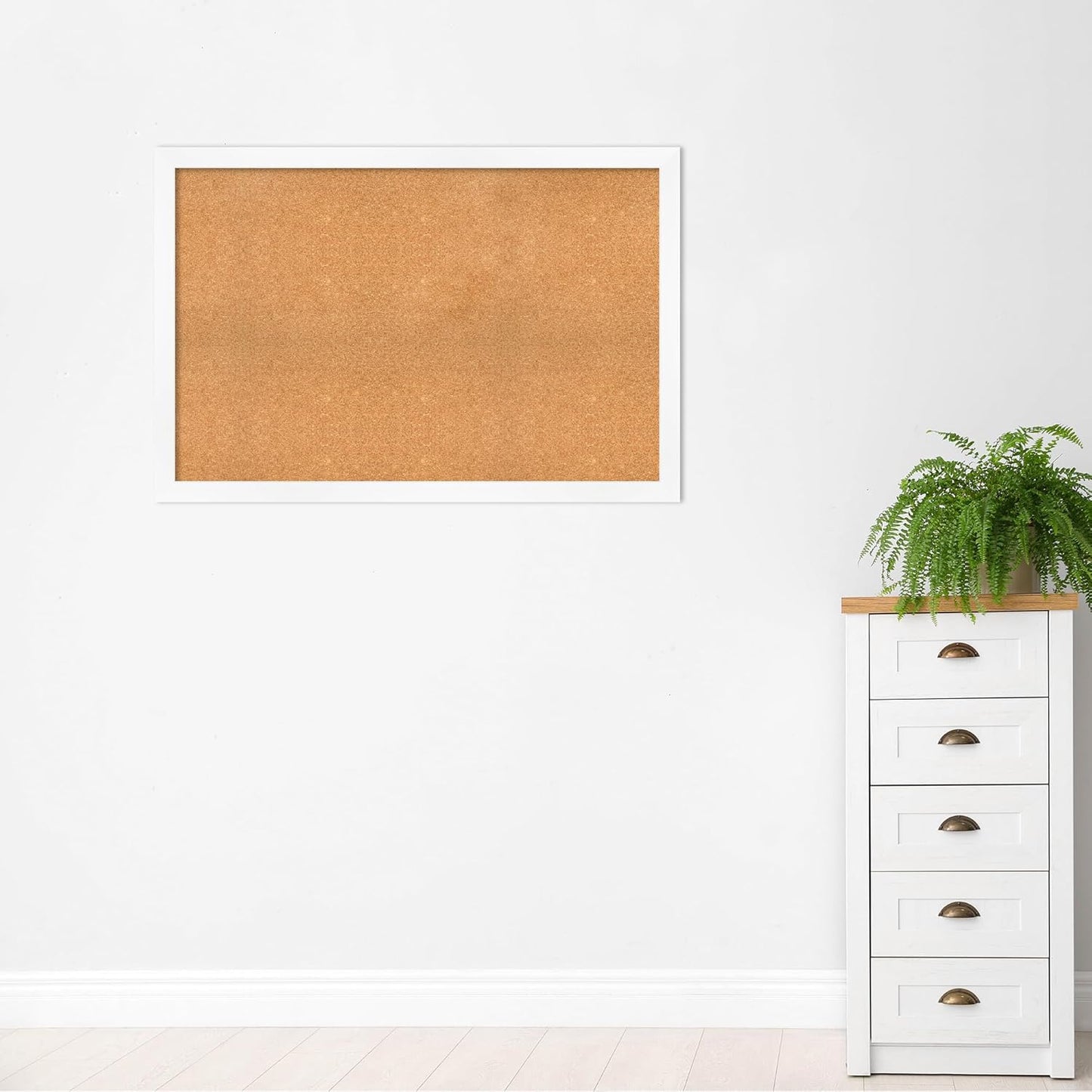 Amanti Art Natural Cork Board for Wall, 33x49 Vision Board with White Frame, Oversize Corkboard Office Decor for Home Organization, Modern Corkboard Pinboard to Display Items for Home Organization in