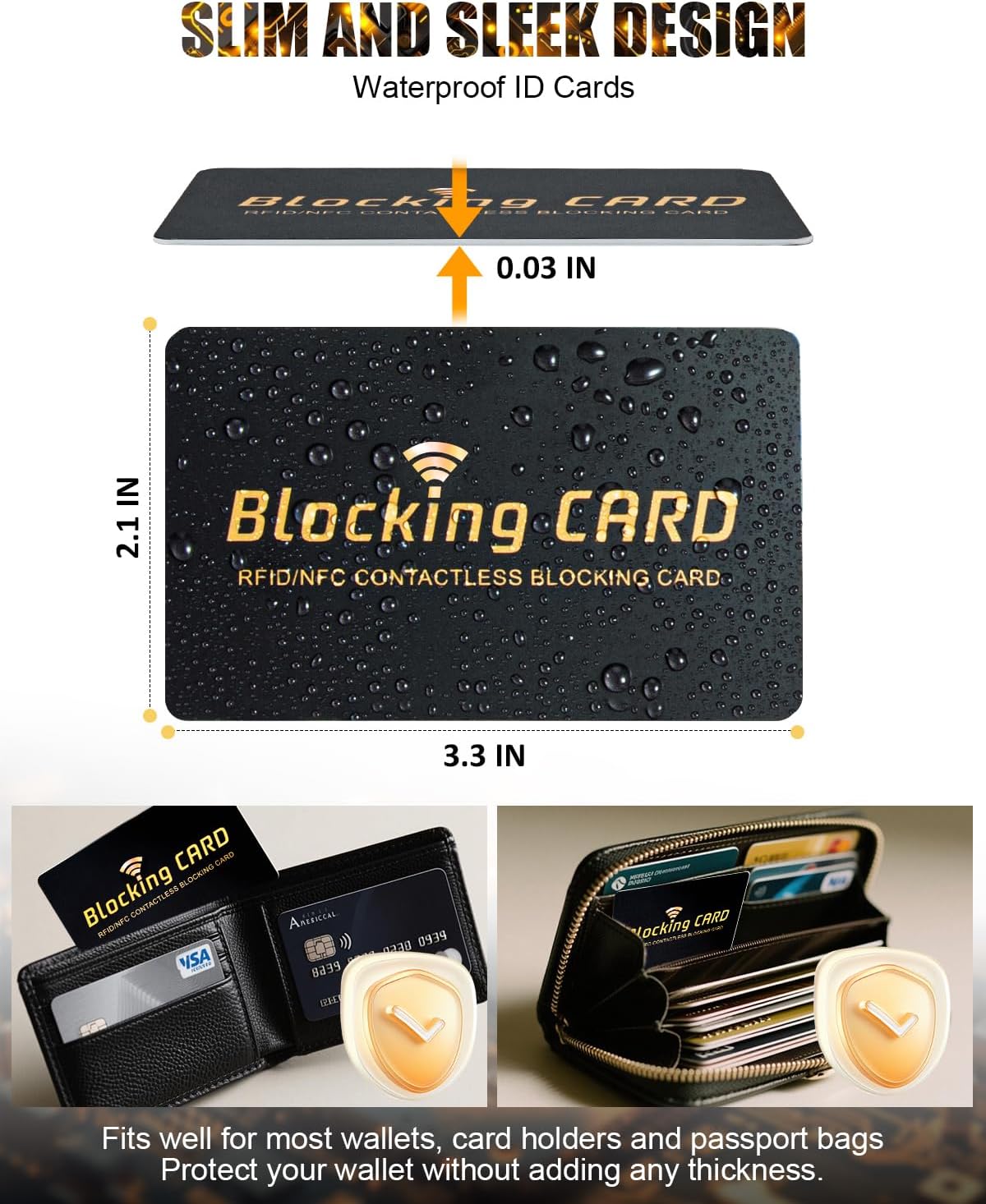 RFID Blocking Card 10 pack,One Card Protects Entire Wallet,RFID/NFC Contactless Bank Debit Credit Card Protector ID ATM Guard Card Blocker,Smart Slim Design Perfectly Fits in Purse–Black