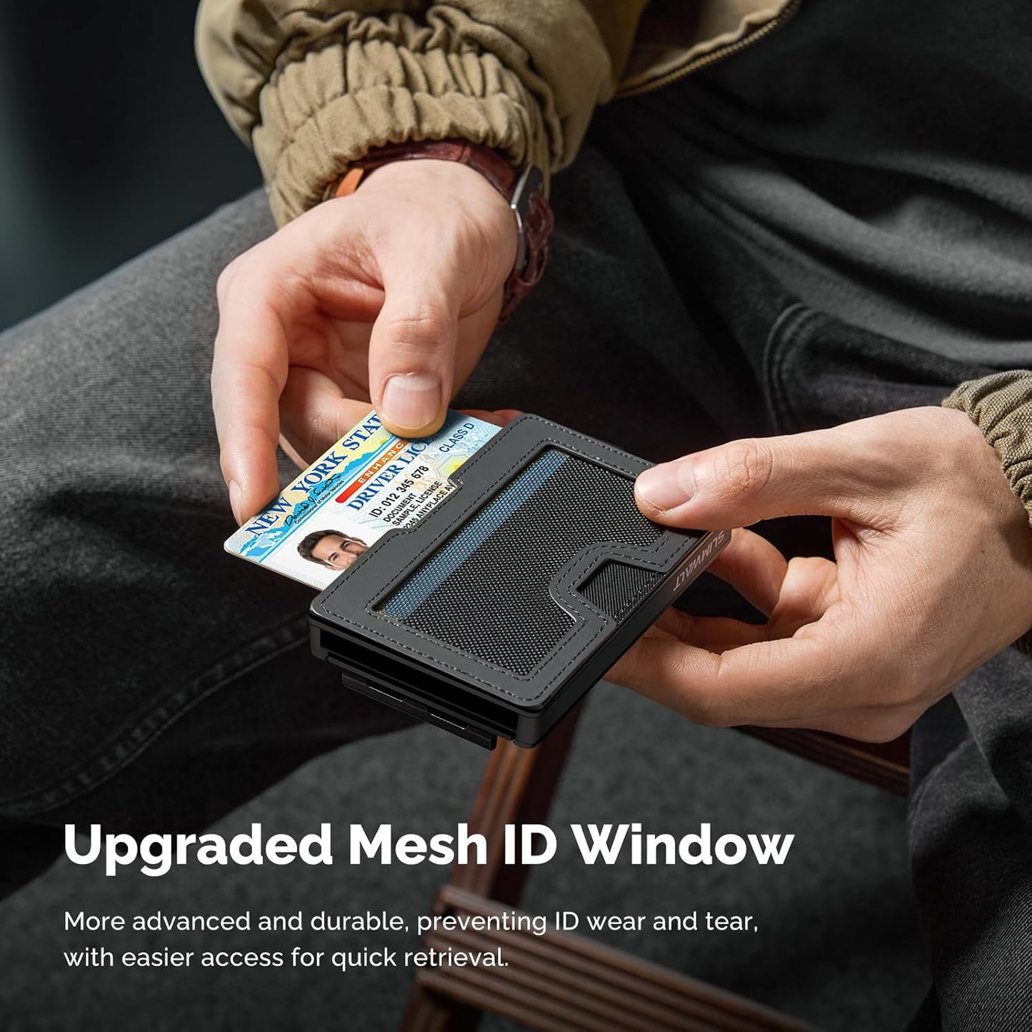 Wallet for Men with Money Clip and ID Window - Holds 20 Cards, RFID Blocking Card Holder Wallets with Smart Card Slot, Minimalist Mens Wallet, Metal Pop Up Wallet, Gifts for Men Black