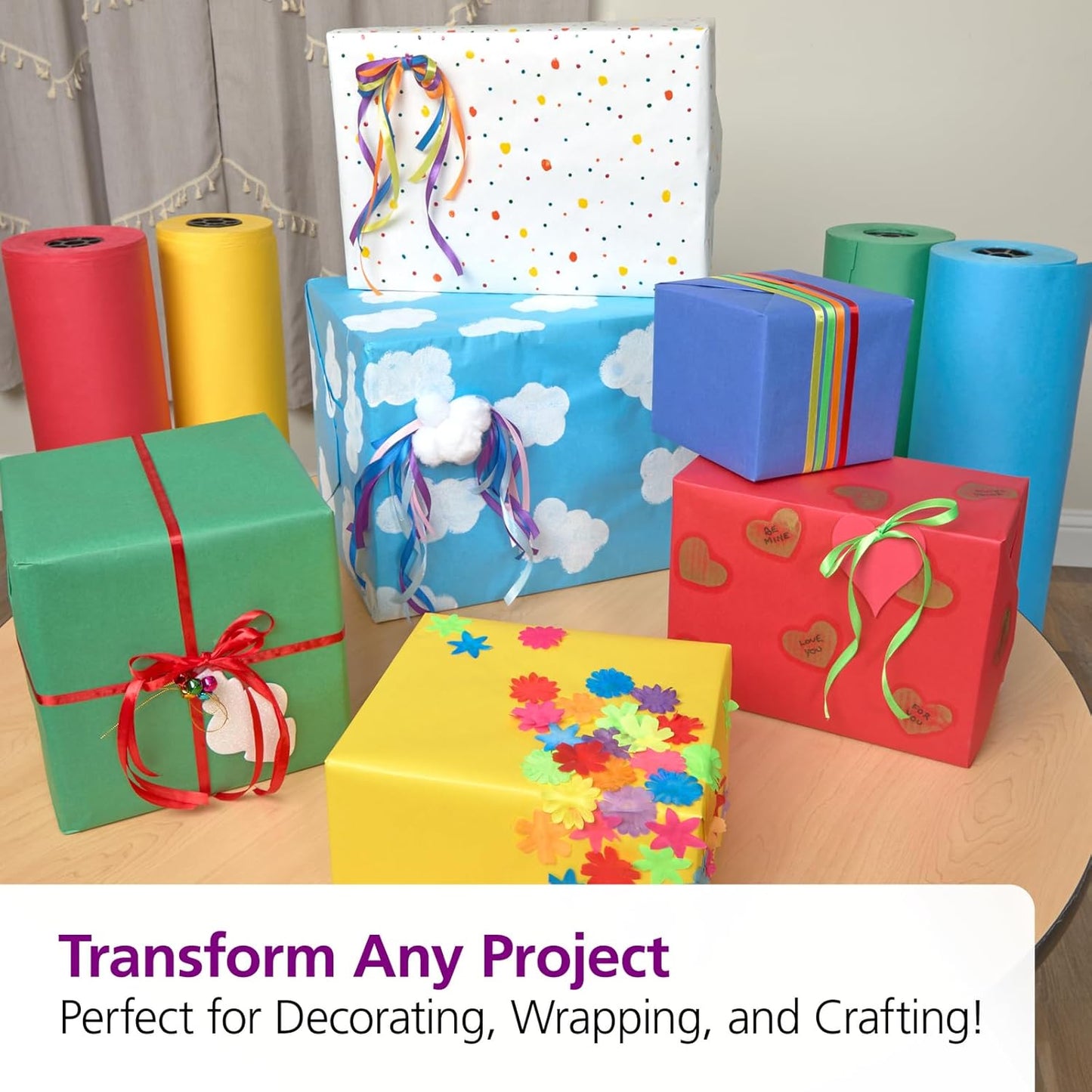 Colorations Arts and Crafts Paper Roll - 36" x 1000', Sky Blue, Dual Surface, Markers, Finger Paints, Painting, Watercolors, Acrylic Paints, Wall Art, Bulletin Board Paper, Kids Crafts (Item # DSSB)