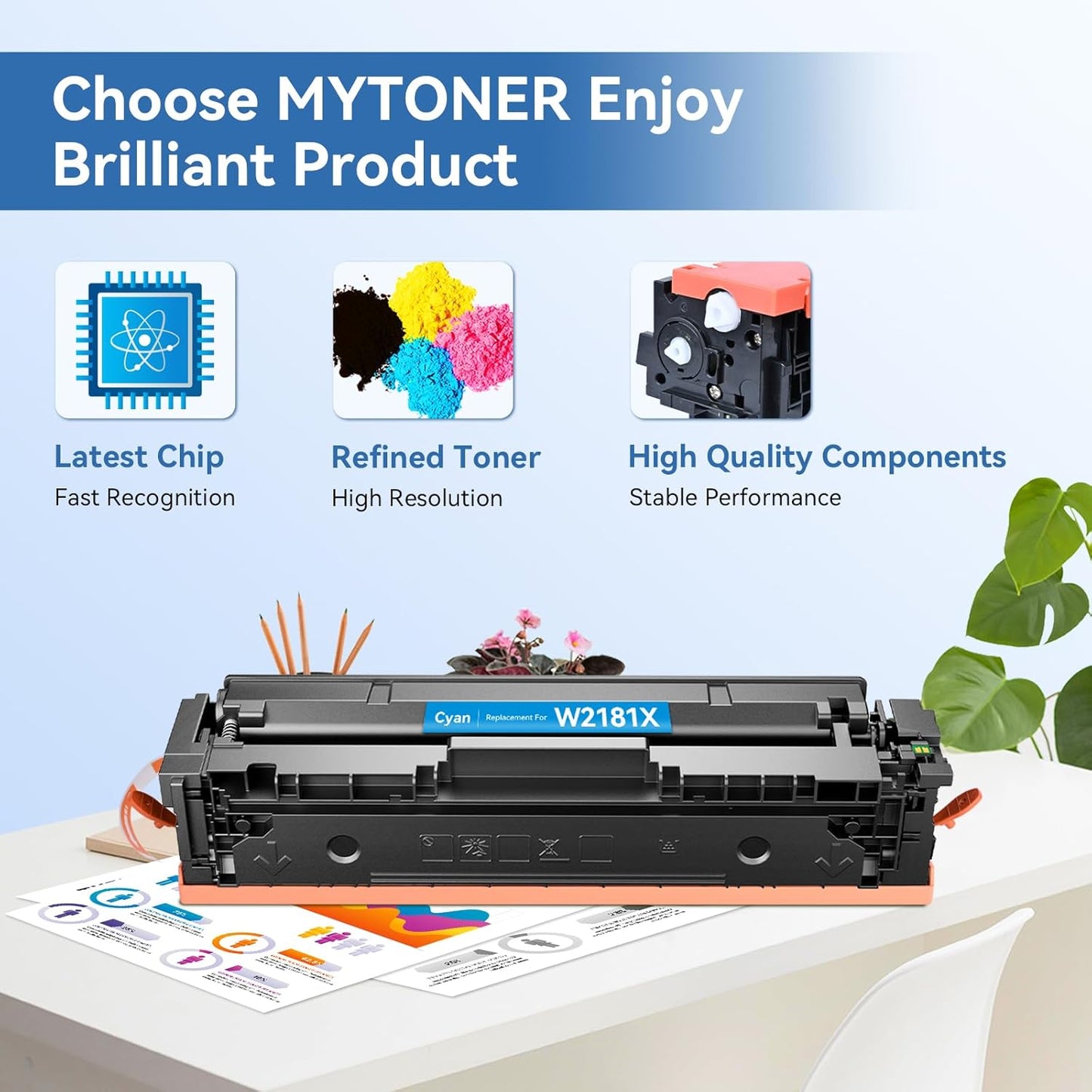 MYTONER 218X Toner Cartridges 4 Pack 3301fdw (with Chip) Replacement for HP 218X W2180X 218A W2180A for Color Laserjet MFP 3301fdw 3301cdw Pro 3201dw 3301sdw Printer Ink Black Cyan Magenta Yellow