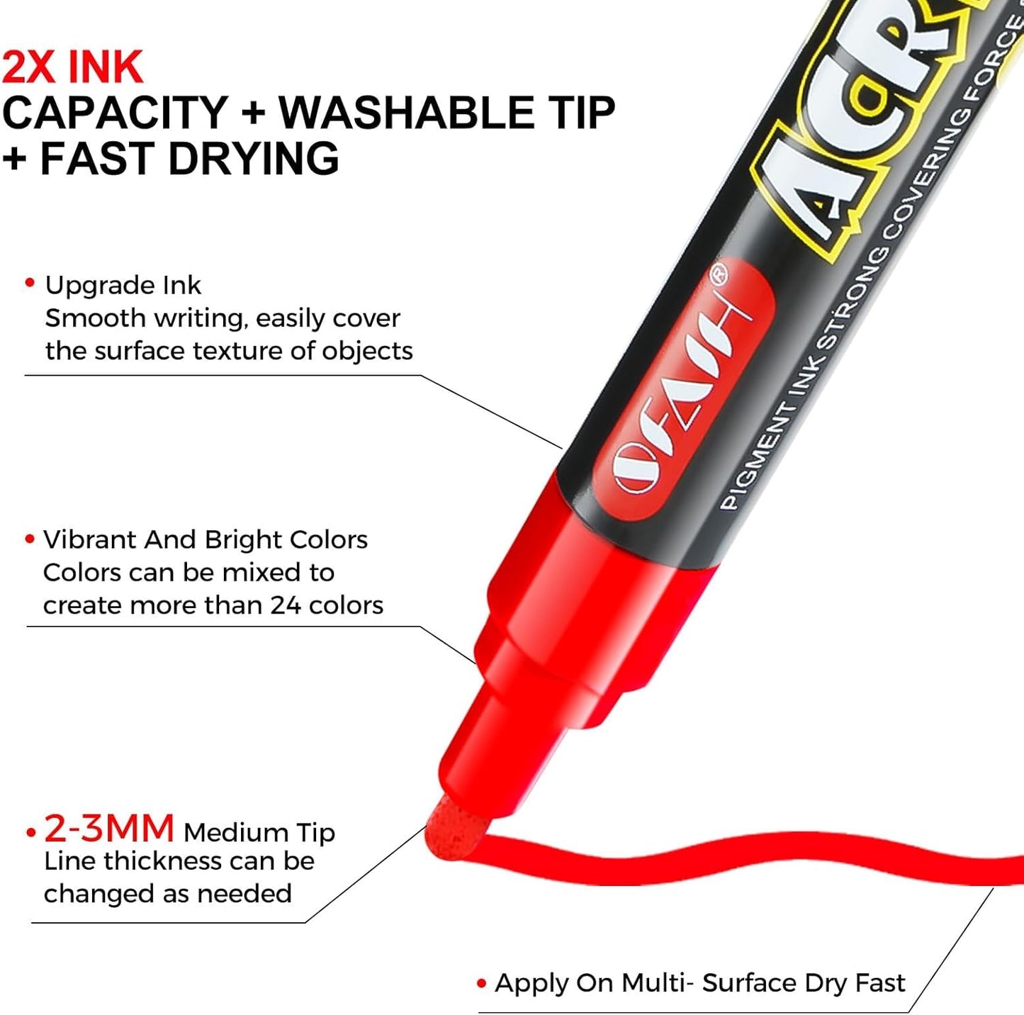 SFAIH Halloween Gifts Acrylic Creative Markers Set of 60 With 14 Metallics, Organizer, 3mm Medium Tips - Holiday Paint Markers, Gift for Kids and Adults - Art Supplies