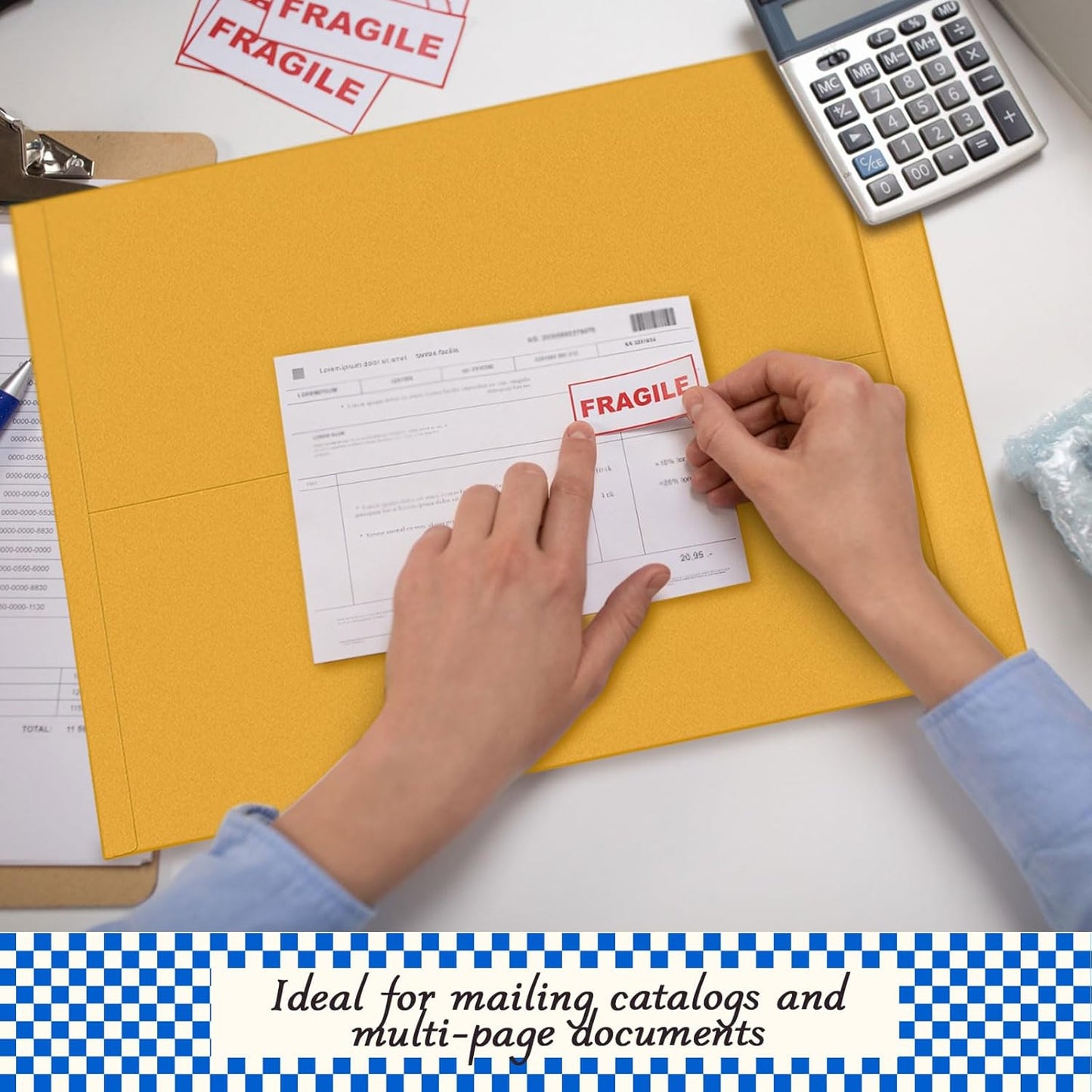 25 Pcs 16 x 20 Inch Extra Large Mailing Envelopes 32lb with Gummed Flaps, Catalog Envelopes Jumbo Craft for Mailing, Storage and Organizing Documents Office Supplie