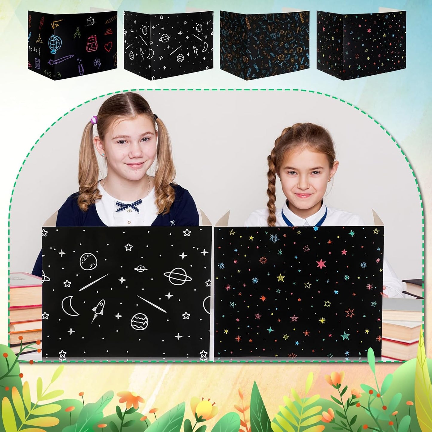 Crtiin 24 Pcs Privacy Folders for Students Desk Dividers Standard School Privacy Cardboard Board Testing Dividers Shield for Classroom Teacher Supplies Keep Eyes from roving(Vibrant)