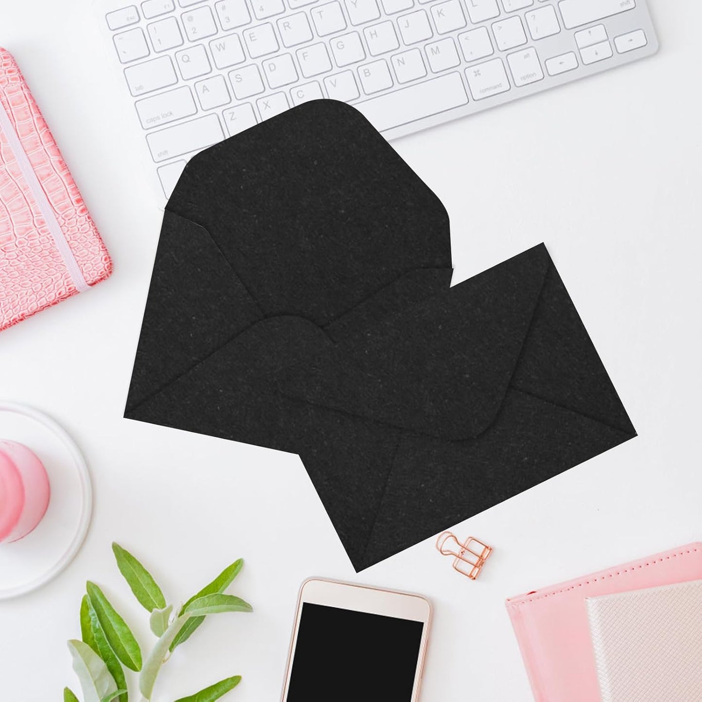 180 Packs Gift Card Mini Envelopes Small Envelope with Gummed Seal, Paper Business Card Envelopes, Bulk Tiny Envelope Pockets for Small Note Cards, 4 x 2.7 Inches (Black)