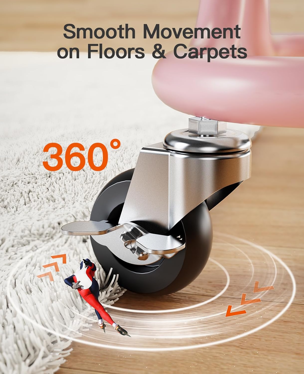 Pipishell 3-Tier Rolling Cart with Wheels, Rolling Storage Carts with 3 Hanging Cups & 4 Hooks, Mobile Utility Cart, Art Carts Organizer, Craft Cart for Office, Kitchen, Craft Room, Pink, PIUC06P