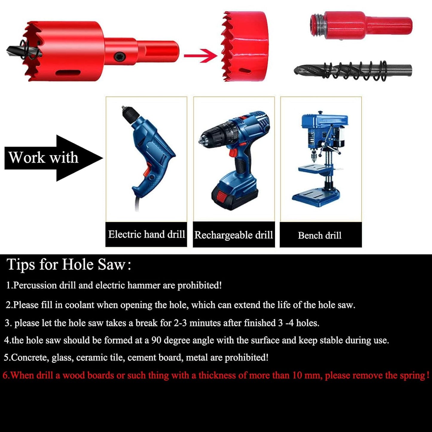 TuTuYa Desk Grommet, 6PCS Flexible 2-3/8 Inch (60mm) Desk Cable Grommet Desk Cable Hole Covers with Hole Saw, Ideal Solution for Office and Home Table Cable (Black, 2-3/8Inch_60mm)