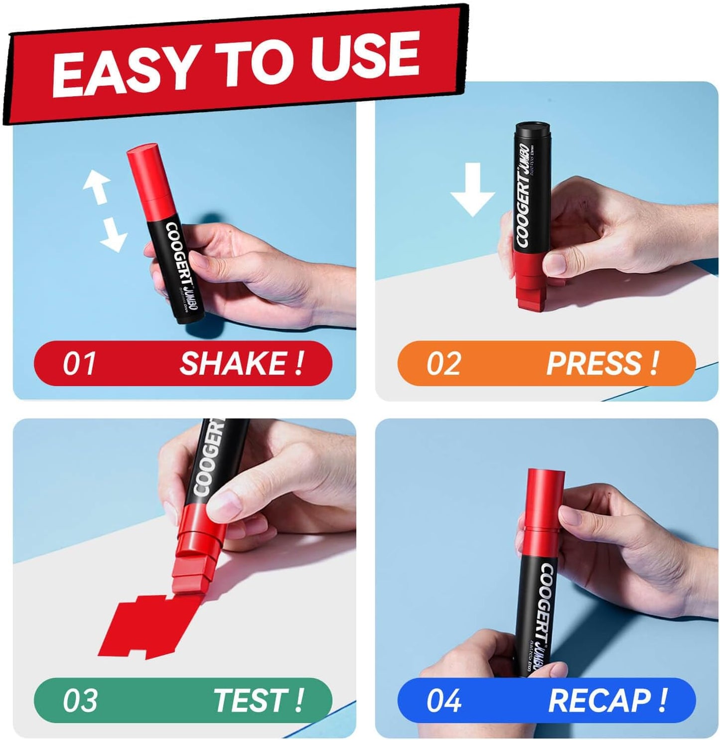 8 Vibrant Colors Jumbo Poster Markers, 15MM Thick Permanent Acrylic Graffiti Markers, Wide Tip Paint Marker for Canvas, Posters Board, Fabric, Window, Wood, Teachers,Banner painting supplies