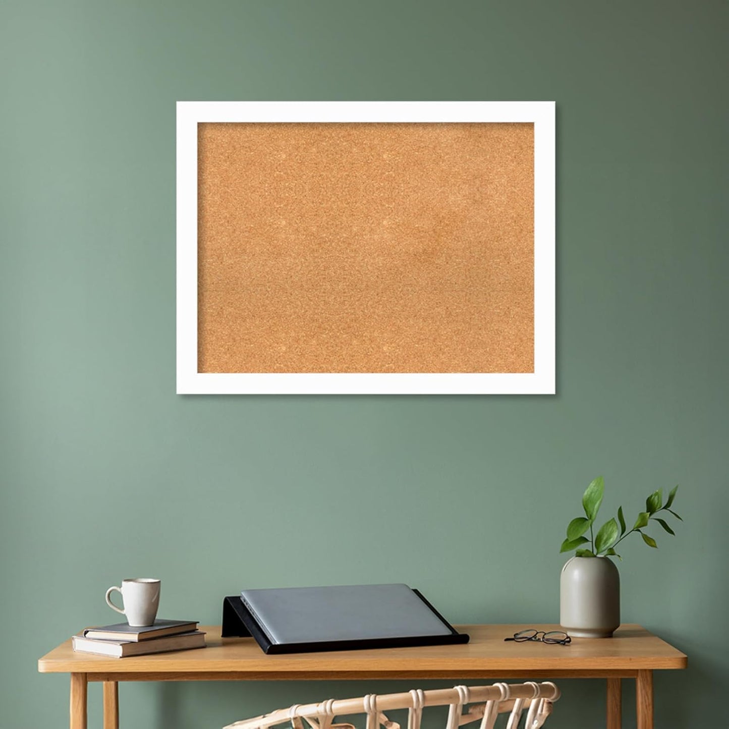 Amanti Art Natural Cork Board for Wall, 27x35 Vision Board with White Frame, Large Corkboard Office Decor for Home Organization, Casual Corkboard Pinboard to Display Items for Home Organization in